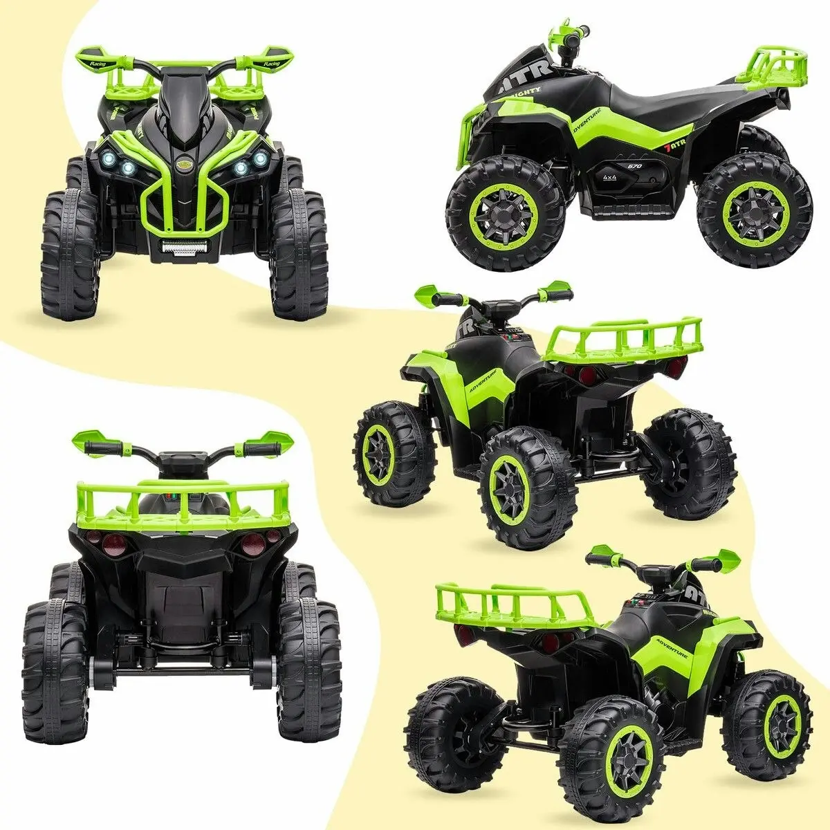 Kidbot Electric Ride On Car Kids Vehicle Toy ATV Quad Bike 4 Wheeler 12V Motorised Rechargeable Battery MP3 USB LED Childrens