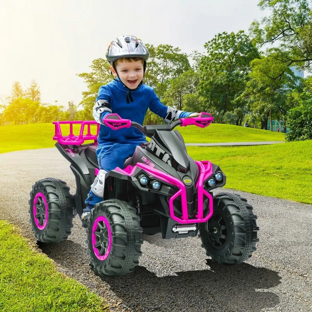 Kidbot Kids Electric ATV Ride On Car Quad Bike 12V Vehicle Toy 4 Wheeler Motorised Rechargeable Battery MP3 USB LED Children