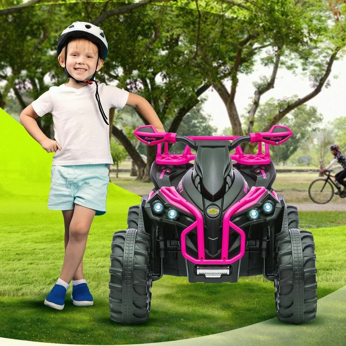 Kidbot Kids Electric ATV Ride On Car Quad Bike 12V Vehicle Toy 4 Wheeler Motorised Rechargeable Battery MP3 USB LED Children