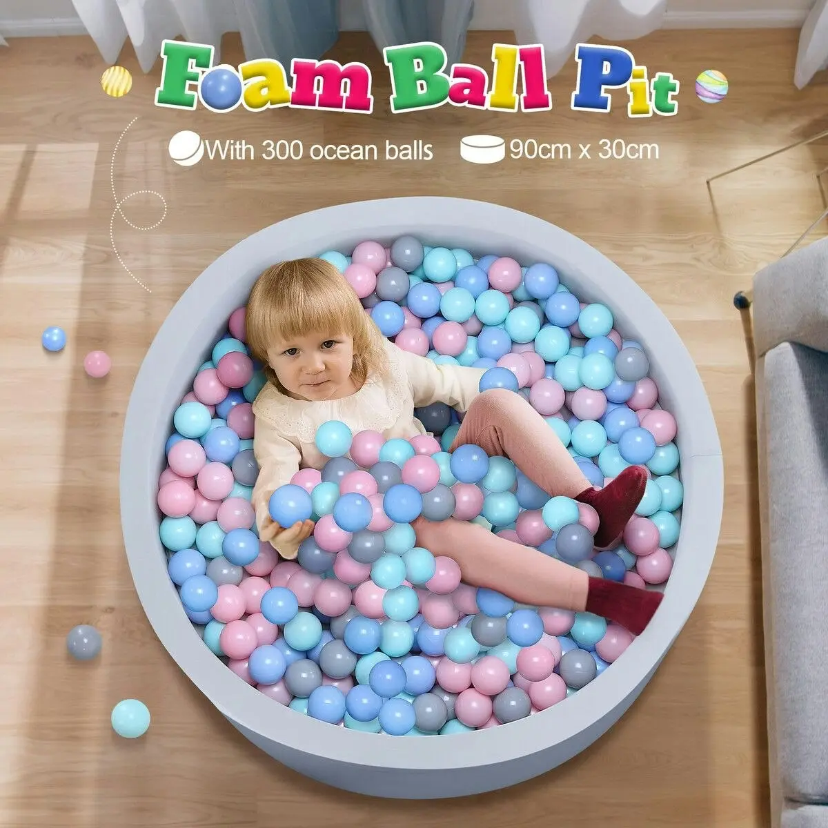 Ausway Foam Ball Pit Toy Pool Childrens Softplay Playpen Fence Play Area Activity Centre Babyroom Decoration 300pcs Ocean Balls Indoor Outdoor