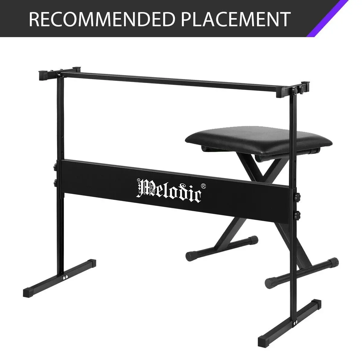 Melodic  I Style Adjustable Keyboard Stand Folding Piano Stool Seat Chair Set