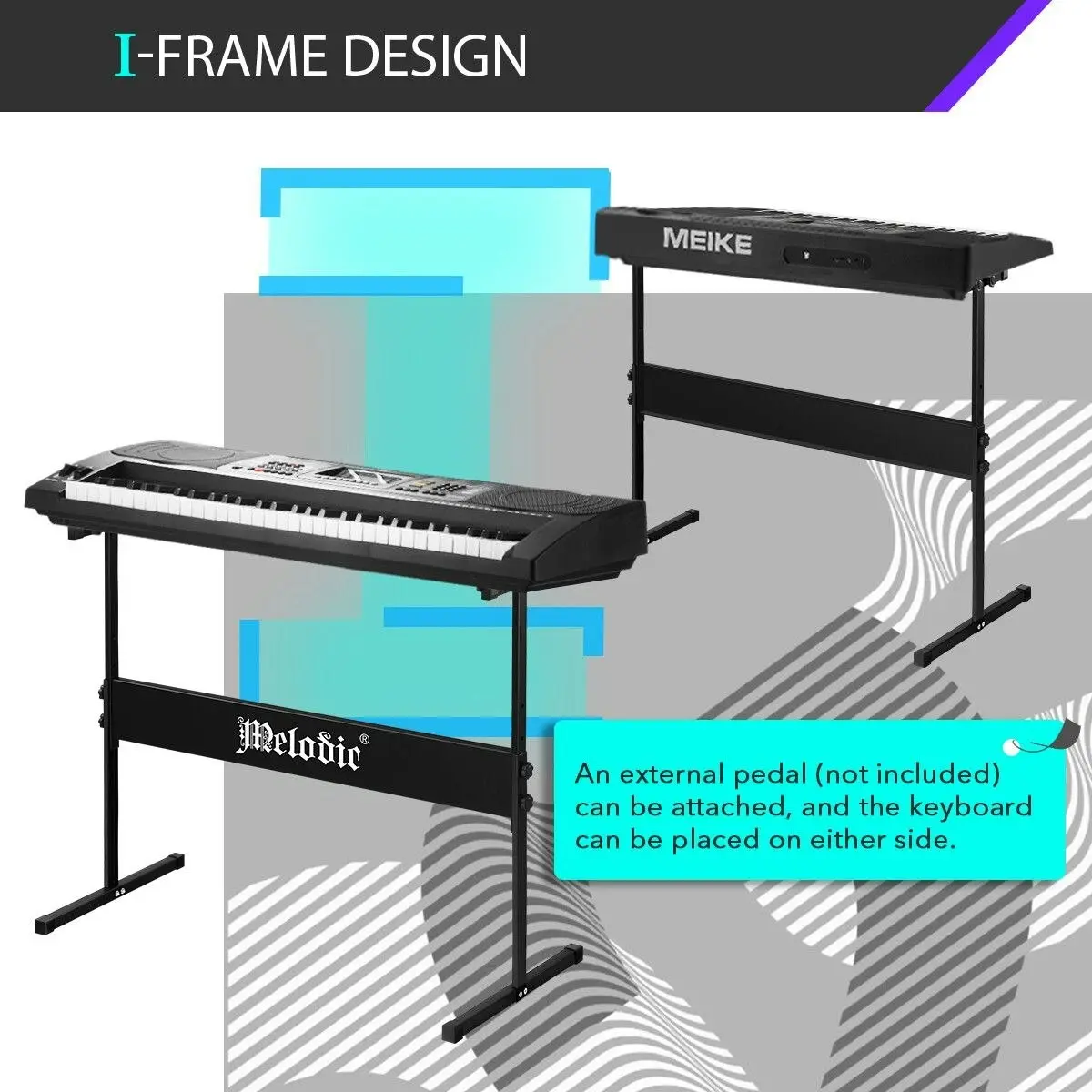 Melodic  I Style Adjustable Keyboard Stand Folding Piano Stool Seat Chair Set