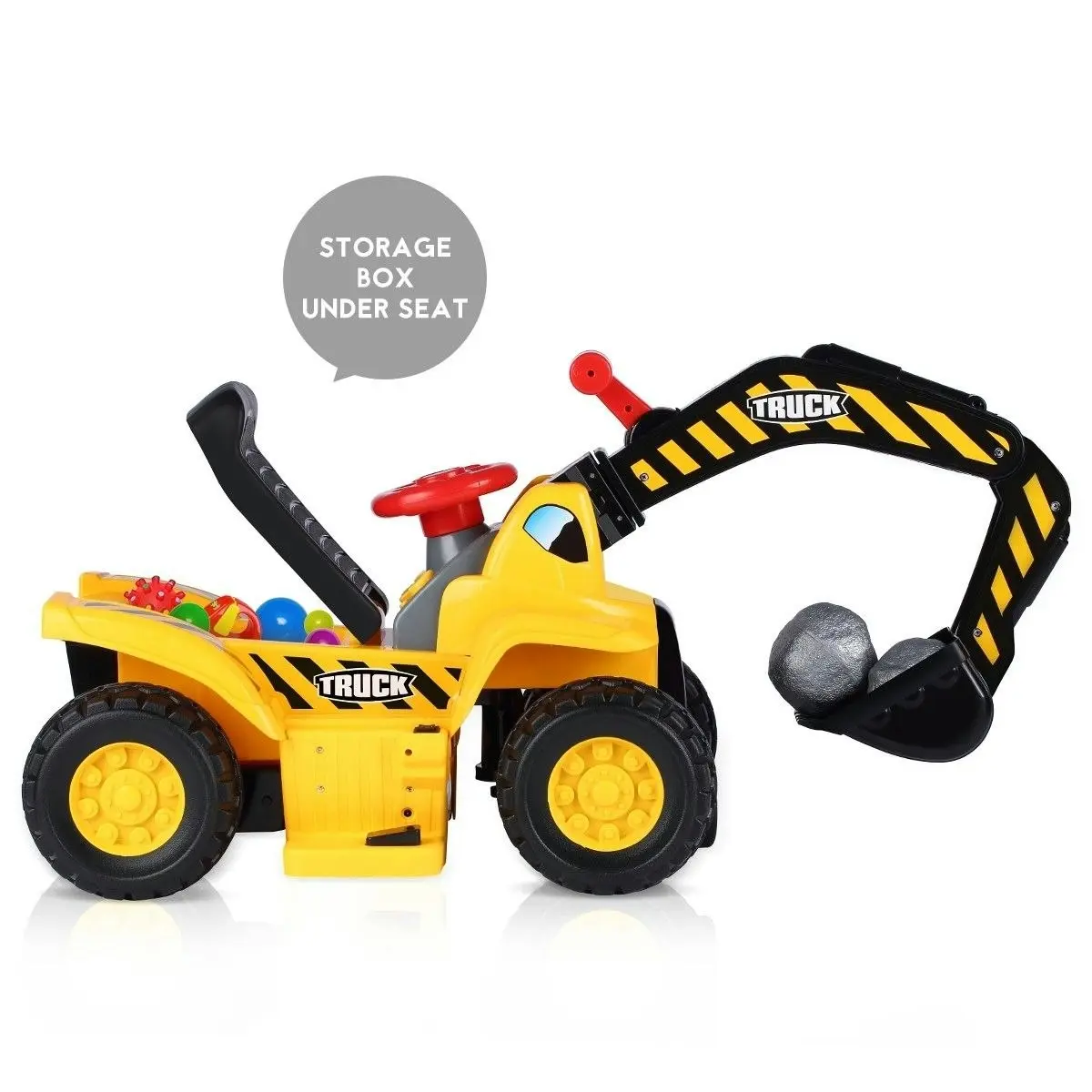 Ausway Kids Ride on Digger Electric Excavator Bulldozer Loader Car with Safety Helmet