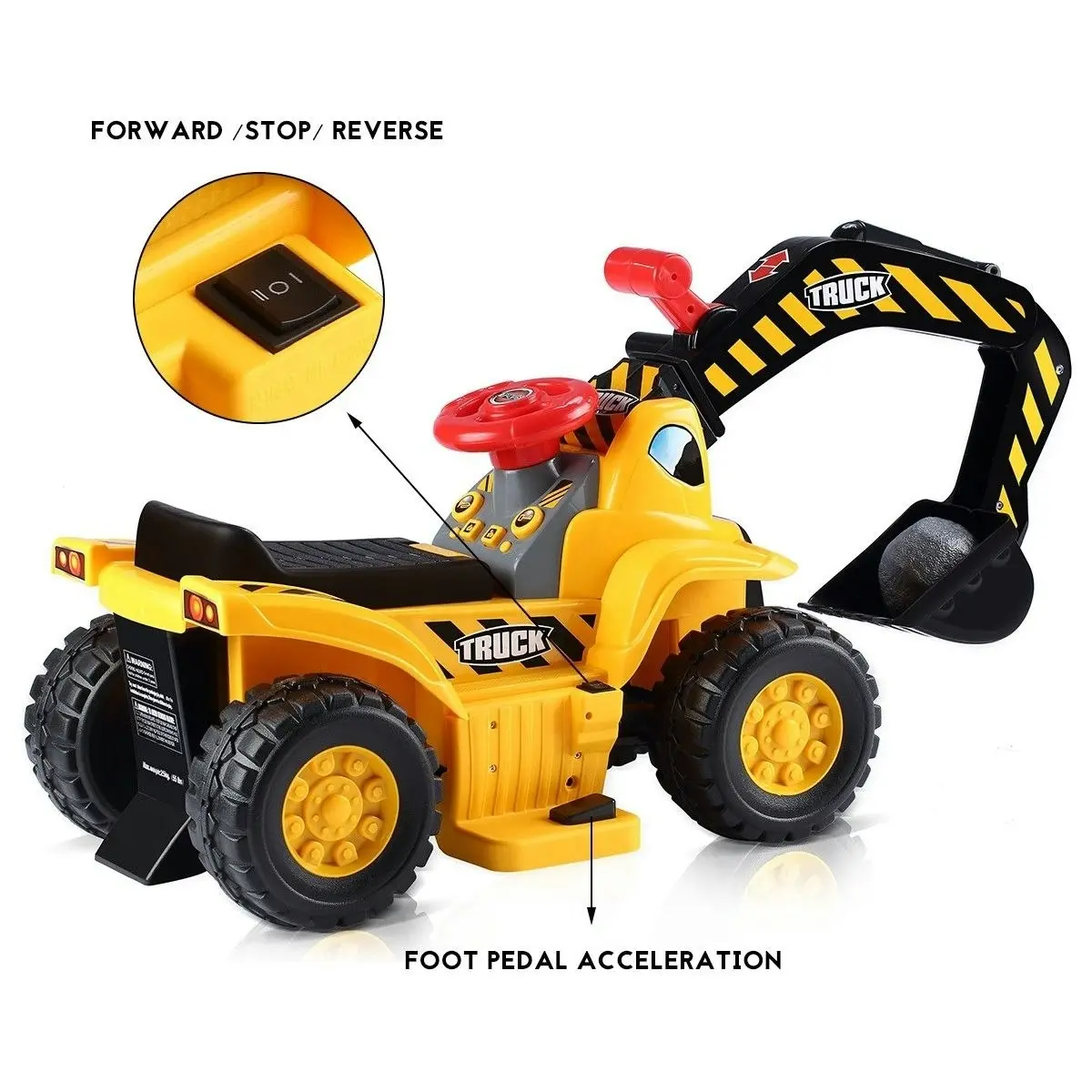 Ausway Kids Ride on Digger Electric Excavator Bulldozer Loader Car with Safety Helmet