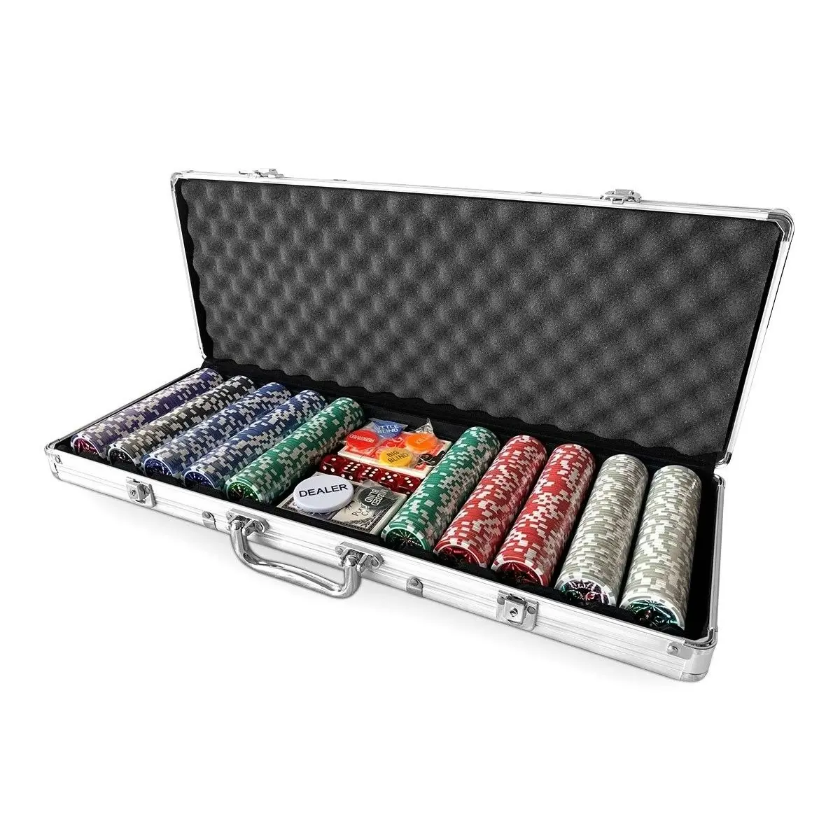 Ausway 500 Holographic Butterfly Chips Professional Poker Card Game Play Set Casino Dice Aluminium Case