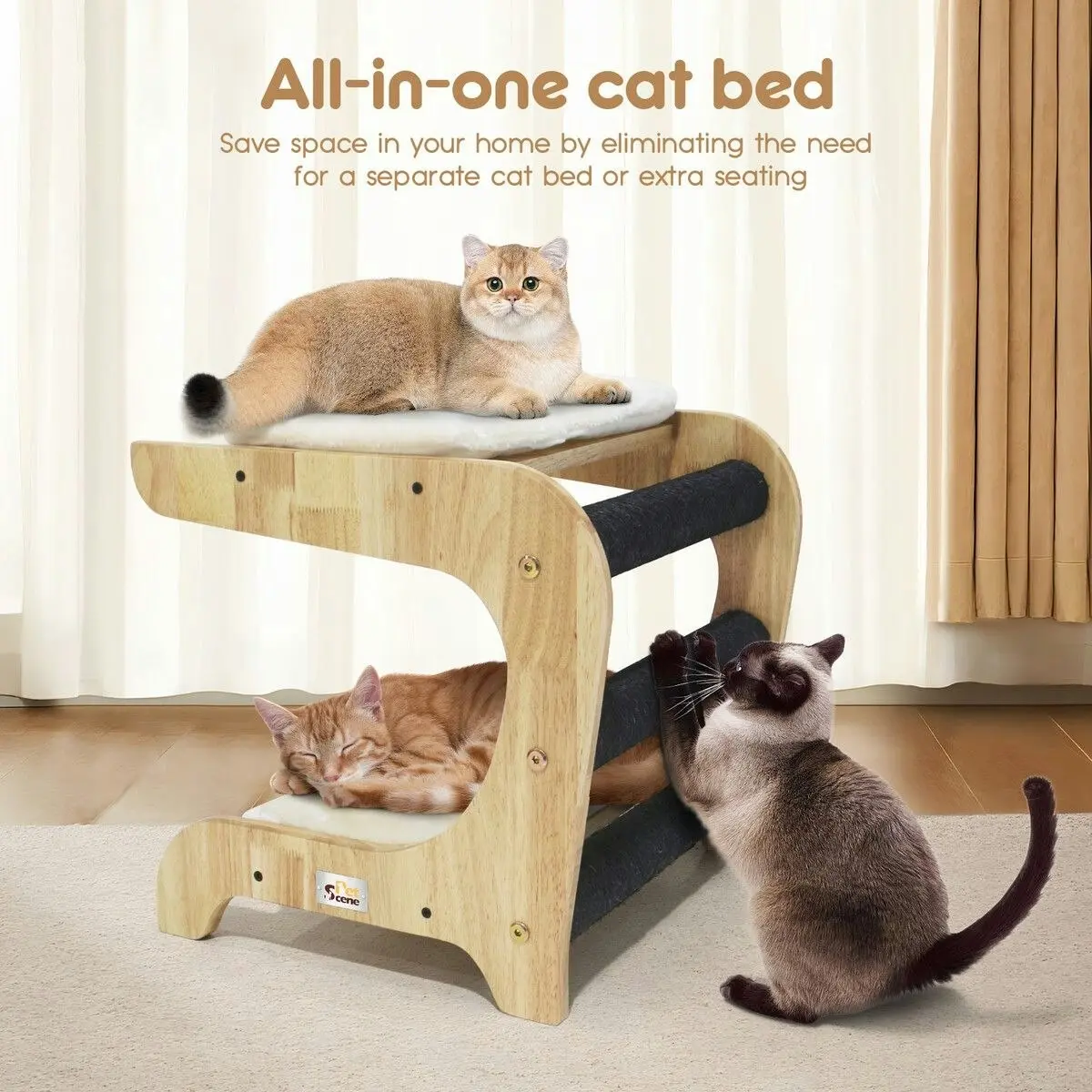 Pet Scene Cat Scratching Post Toy Bed Kitten Scratcher Couch Stool Scratchboard Lounger Pet Wooden Furniture Sofa Chair Play Gym Tower Tree Pad Cushion