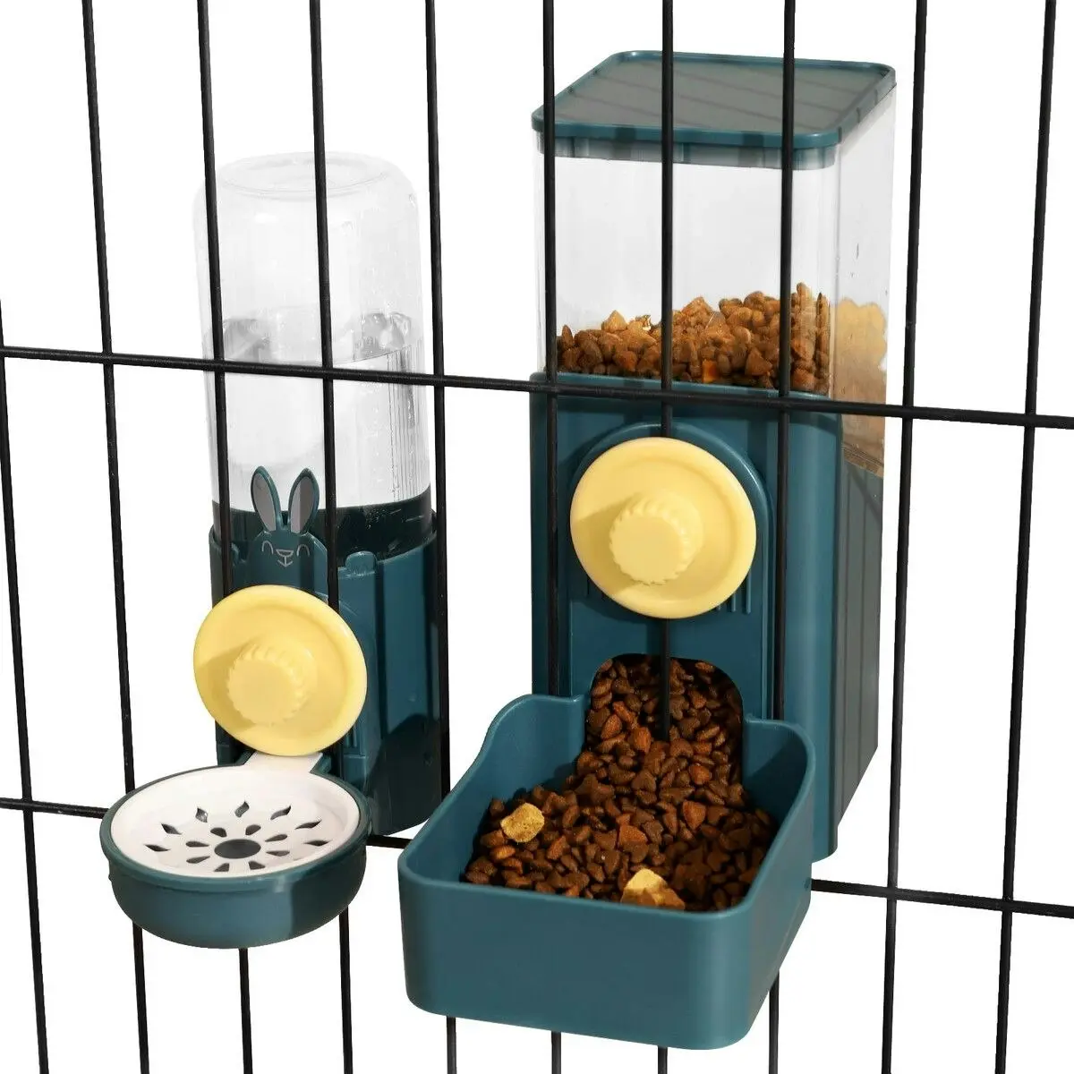 Pet Scene Hanging Automatic Cat Feeder 500ml Water Dispenser 1.4L Food Bowl Auto Pet Feeding Gravity for Small Medium Pets Rabbits