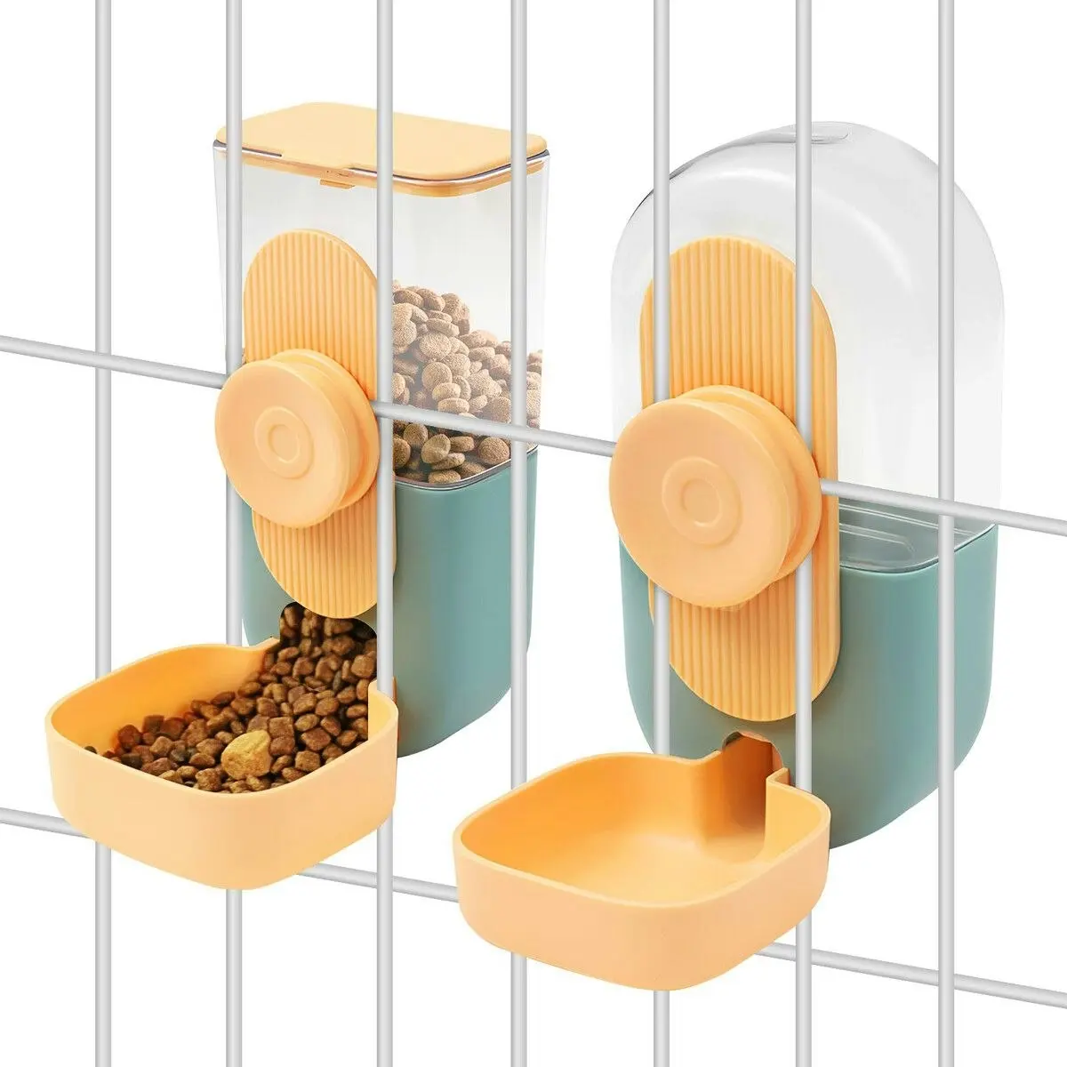 Pet Scene Automatic Dog Cat Feeder Hanging Pet Cage 800ml Water Dispenser 870ml Food Bowl Auto Gravity Fed Puppy Rabbit Small Pets