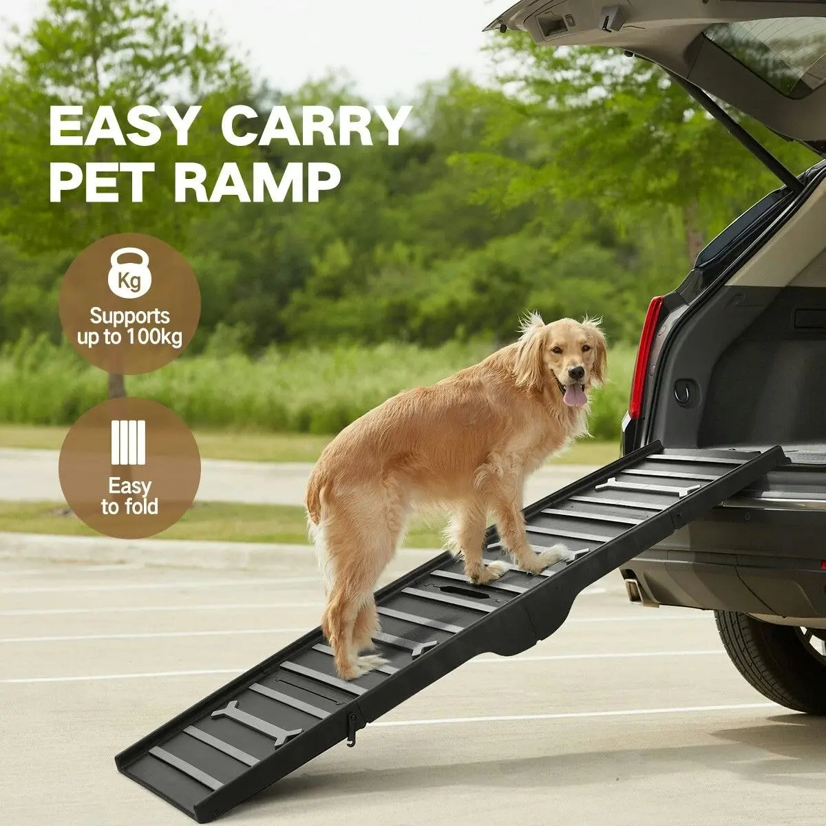 AFP Dog Ramp for Car SUV Truck Pet Safety Stairs Foldable Steps Portable  Ladder Non-slip Travel