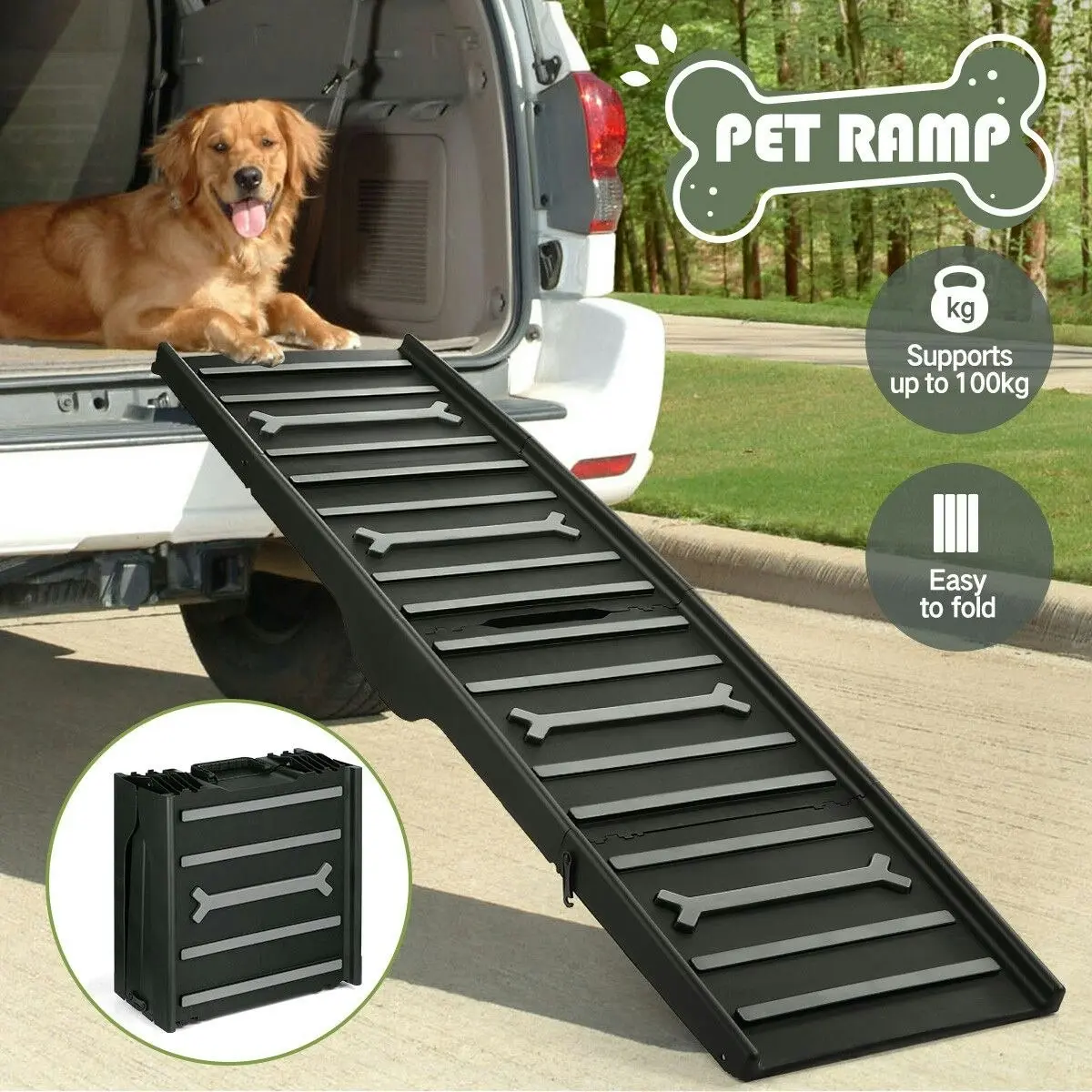 AFP Dog Ramp for Car SUV Truck Pet Safety Stairs Foldable Steps Portable  Ladder Non-slip Travel