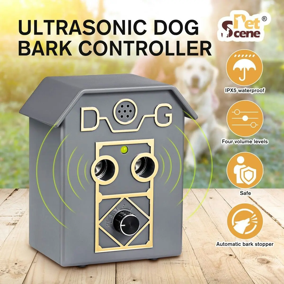 Pet Scene Dog Anti Barking Device Stopper Clicker Ultrasonic Stop Bark Repeller Deterrent Control Silencer 15m Range 4 Levels Waterproof Birdhouse Shape