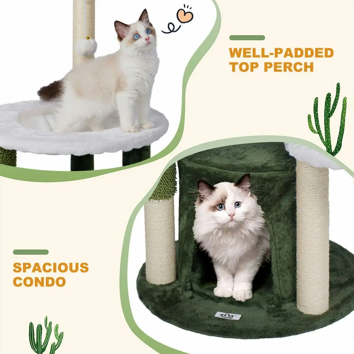 Pet Scene 165cm Cat Tree Tower Scratching Post Bed Sisal Scratcher House Furniture Stand Cave Condo Climbing Play Hammocks Platforms