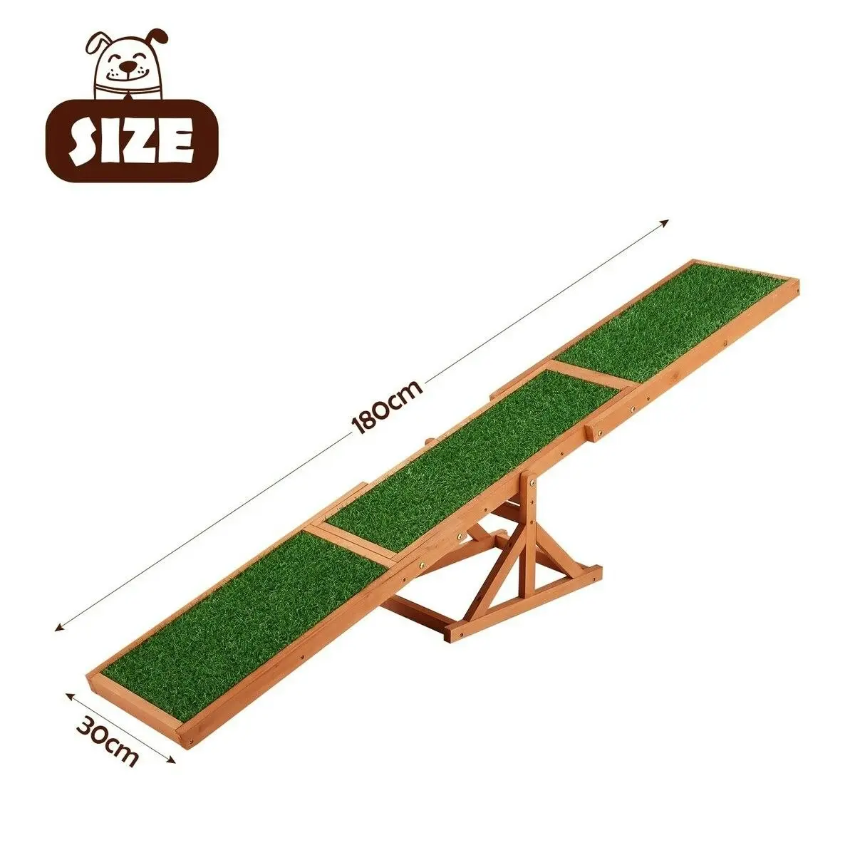 Pet Scene Petscene Pet Seesaw Dog Obedience Training Puppy Sports Agility Outdoor Play Exercise Equipment Teeter Totter Wooden Artificial Grass