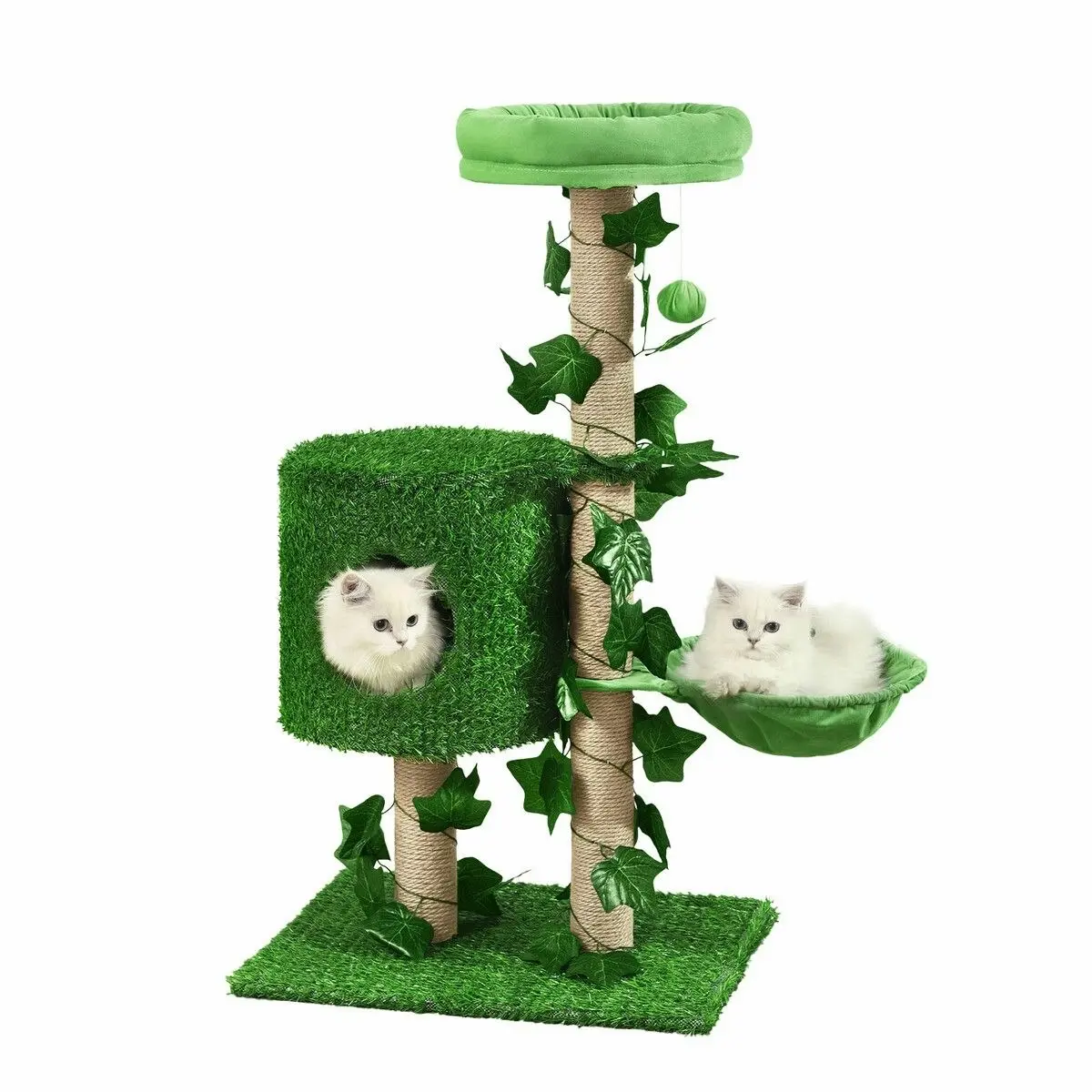 Pet Scene 90cm Cat Tree Tower Kitten Sisal Scratching Post House Stand Activity Centre Cave Scratcher Condo Artificial Grass Gym Furniture Hammock Perch