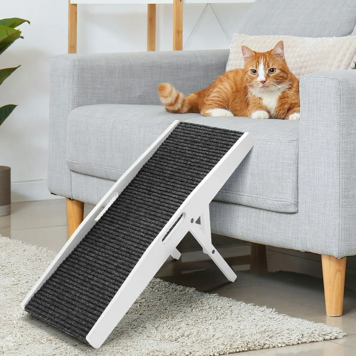 Pet Scene Foldable Dog Stairs Pet Ramp Height Adjustable Ladder for Bed Sofa Car Puppy Steps Doggy Climbing SUV Truck Outdoor Travel Pine Wood