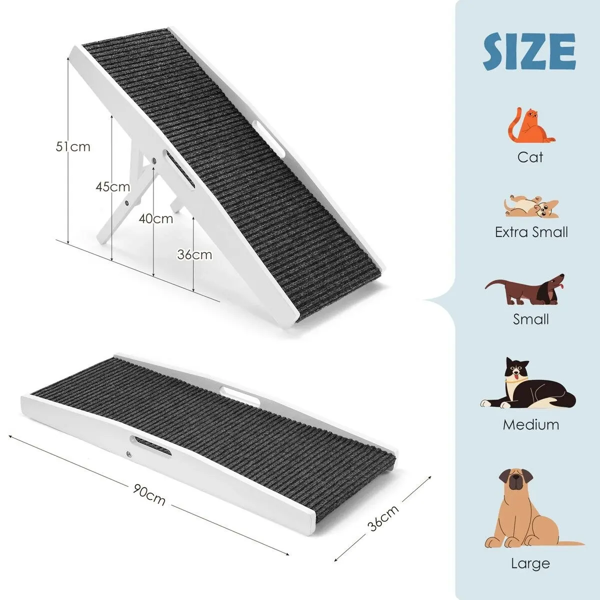 Pet Scene Foldable Dog Stairs Pet Ramp Height Adjustable Ladder for Bed Sofa Car Puppy Steps Doggy Climbing SUV Truck Outdoor Travel Pine Wood