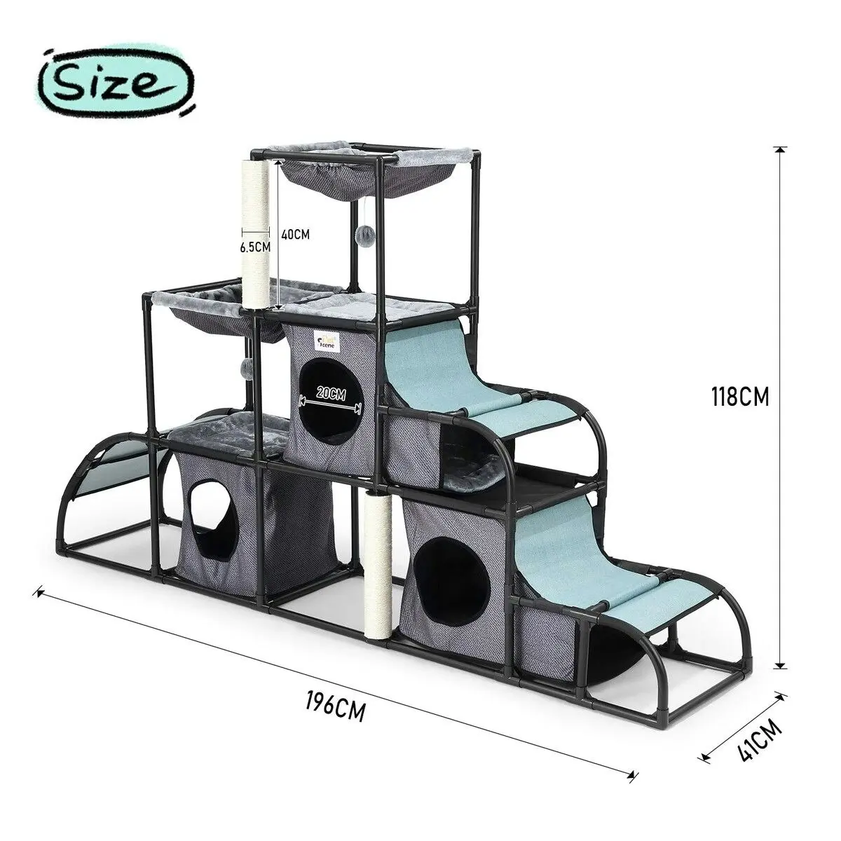 Pet Scene Cat Tree Scratching Post Scratcher Tower Condo Nest Hammock Climbing Play House Bed Gym DIY Pet Toys Furniture Multi-Level