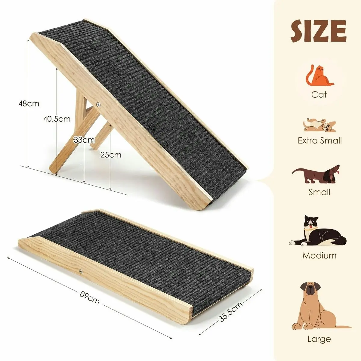 Pet Scene Pet Dog Ramp Stairs Steps Puppy Cat Ladder Folding Adjustable for Bed Car Couch Sofa Portable 4 Levels Height Pine Wood