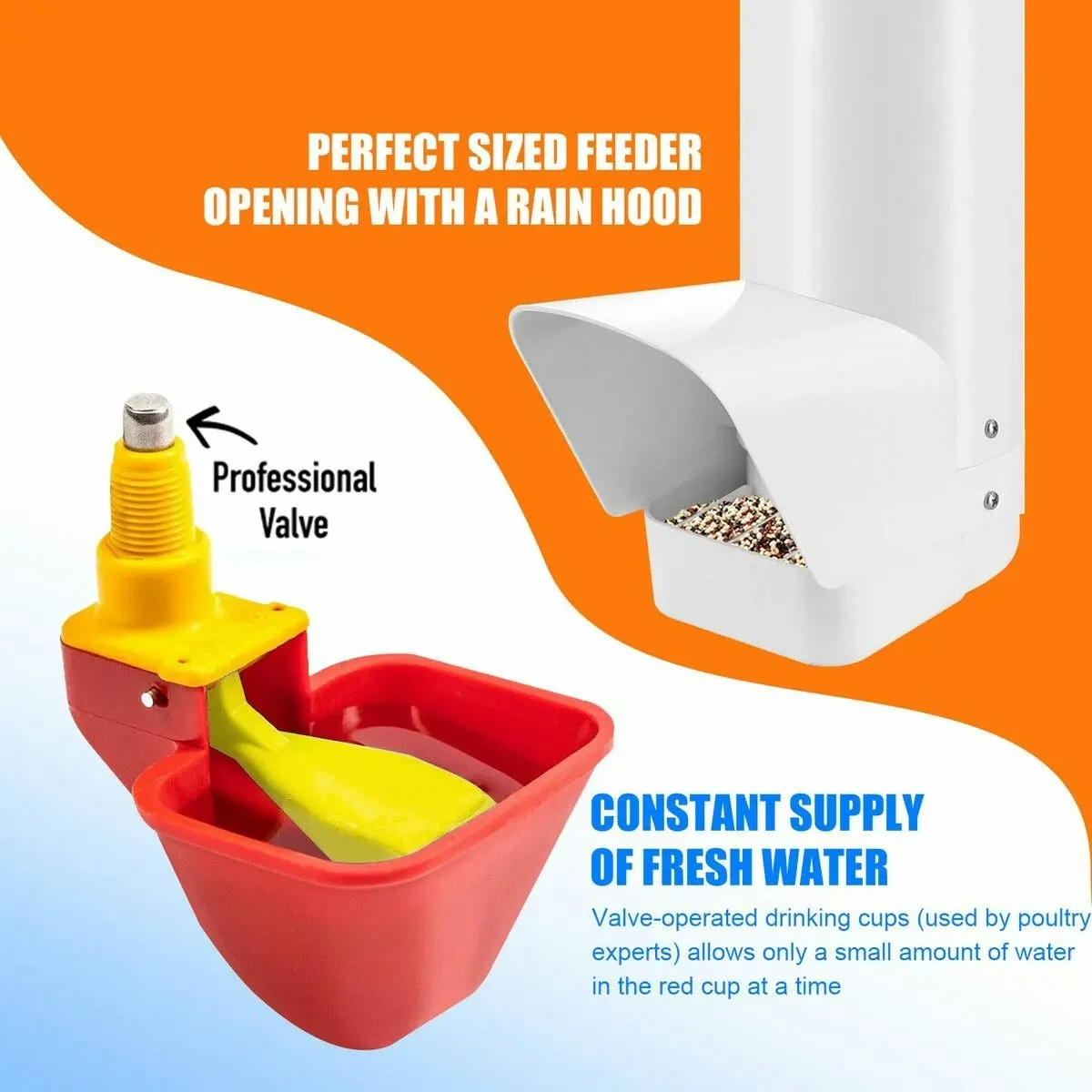 Pet Scene Chicken Bird Feeder Waterer Set Automatic Water Dispenser Poultry Coop 3KG Food 4L Drinker Kit Auto Aviary Chook Chick Hen Quail Drinking Cup