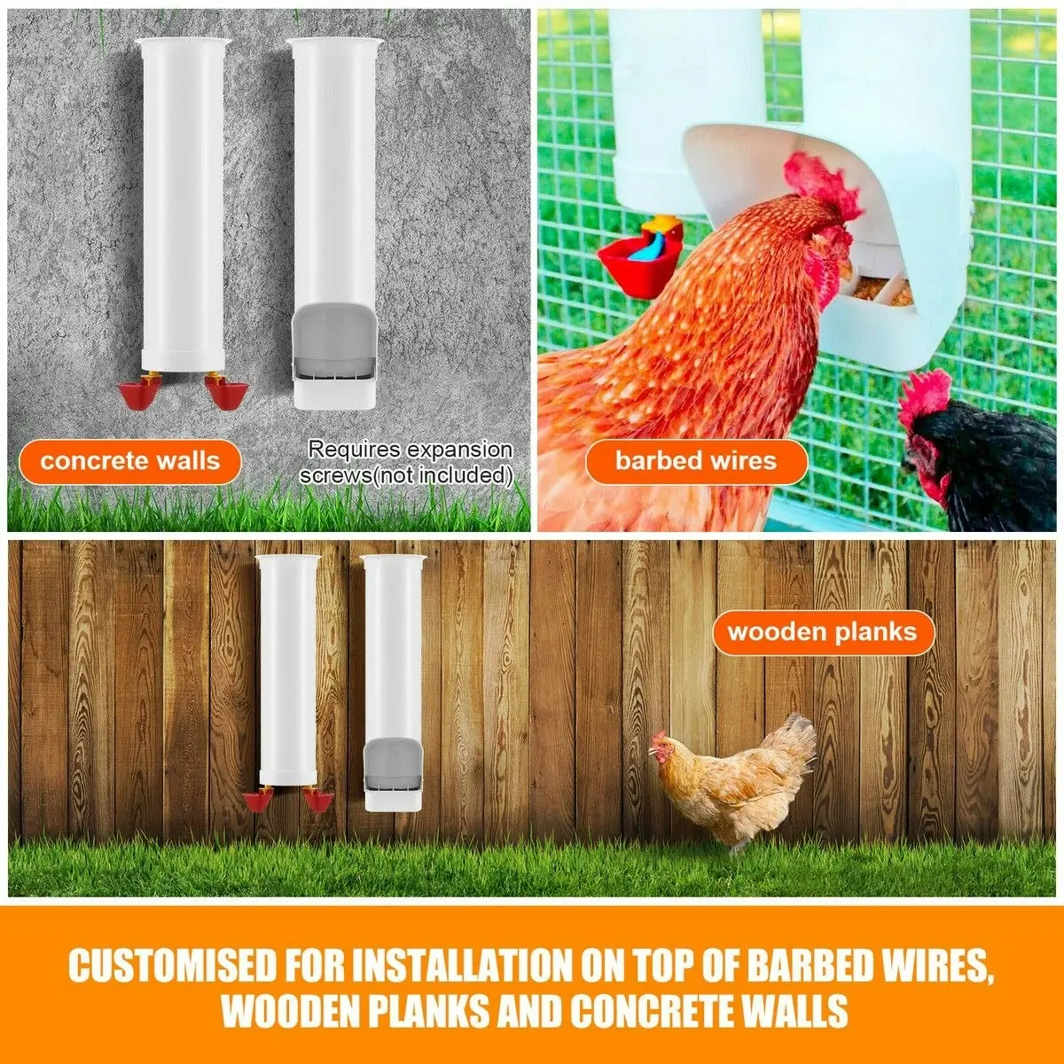 Pet Scene Chicken Bird Feeder Waterer Set Automatic Water Dispenser Poultry Coop 3KG Food 4L Drinker Kit Auto Aviary Chook Chick Hen Quail Drinking Cup