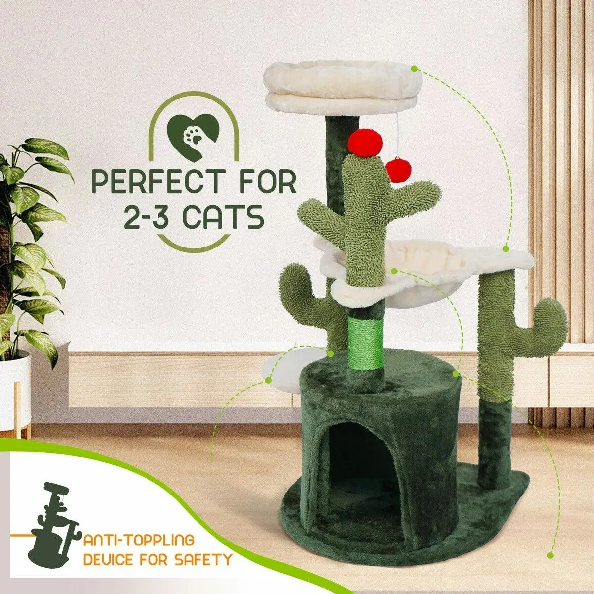 Pet Scene 90cm Cat Tower Tree Scratching Post Bed House Sisal Scratcher Furniture Stand Cave Condo Climbing Gym Play Hammock Perch Ball