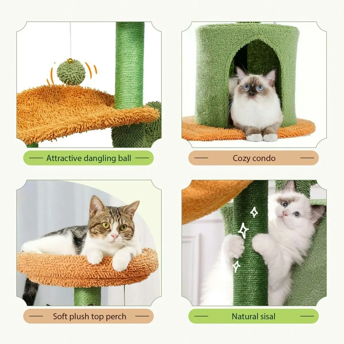 Pet Scene Cat Kitty Tree Tower Scratching Post Bed Sisal Scratcher Stand House Cave Furniture Condo Climbing Pole Play Castle Perch