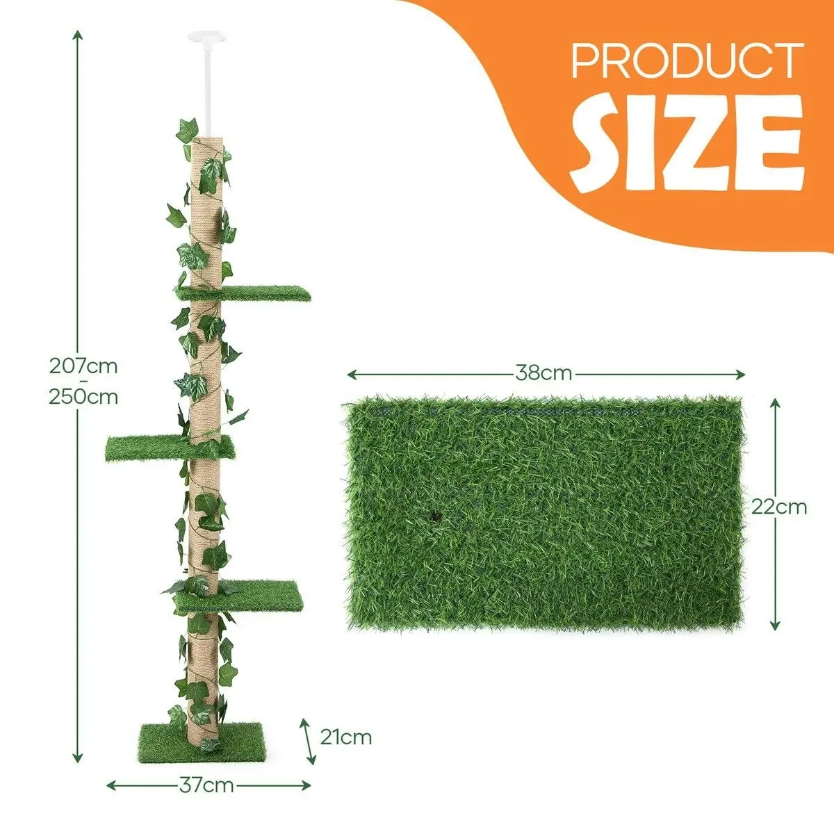 Pet Scene Cat Scratching Post Tree Tower Tall Scratcher Pole Pet Toy Wood Furniture Kitty Play House Gym 4 Tier Stand Sisal Artificial Grass