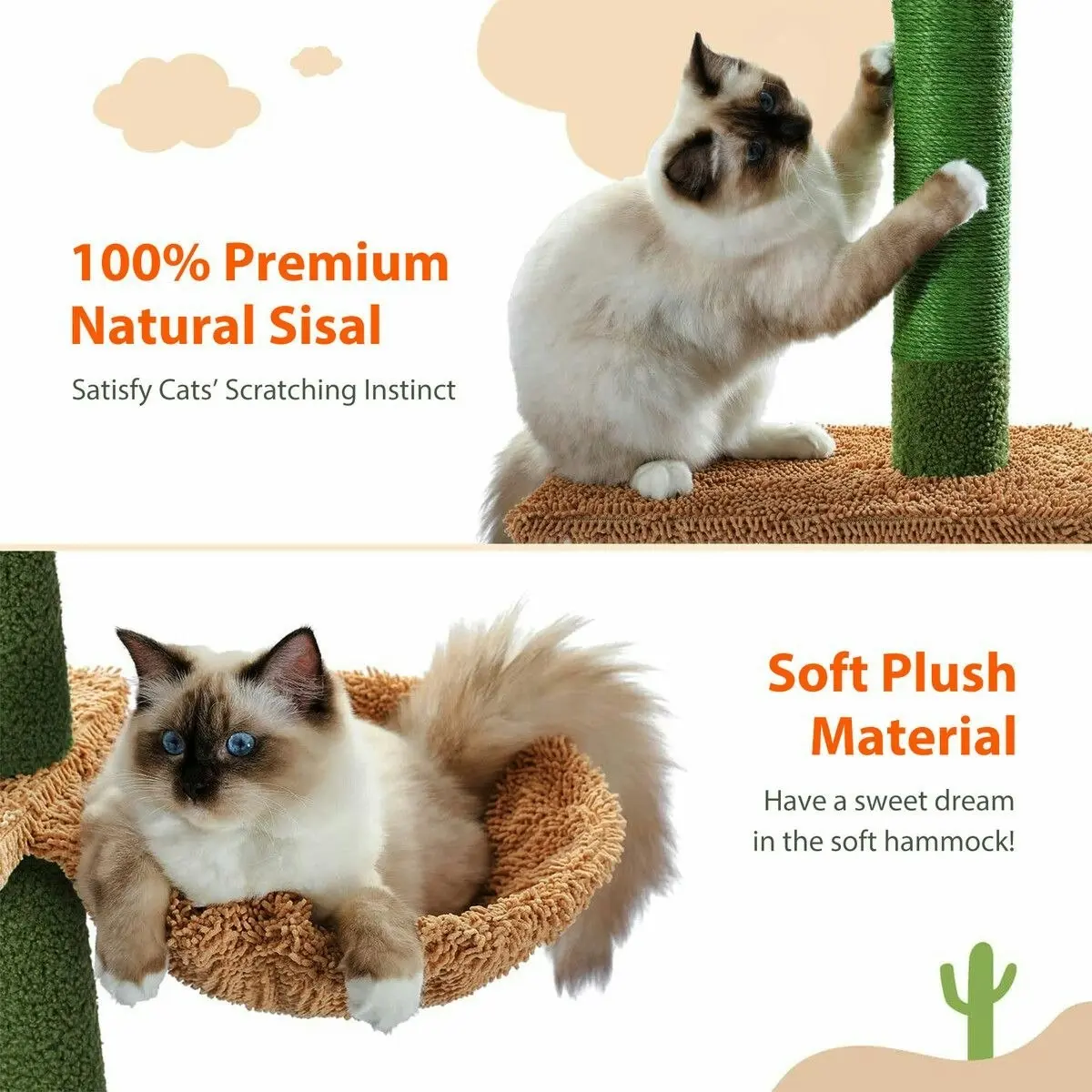 Pet Scene Cat Tree Tower Scratching Post Sisal Scratcher Furniture Stand Scratch Pole Climbing Floor to Ceiling Hammock Platforms 229-275cm