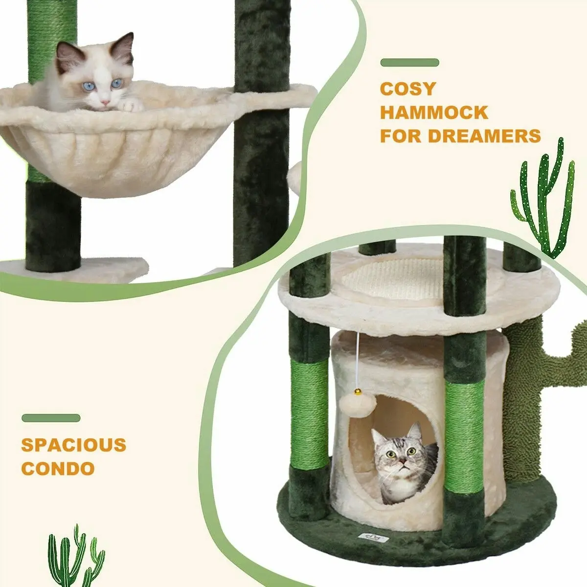 Pet Scene 172cm Cat Tower Tree Scratching Post House Bed Sisal Scratcher Cave Furniture Condos Climbing Stand Play Hammock Balls