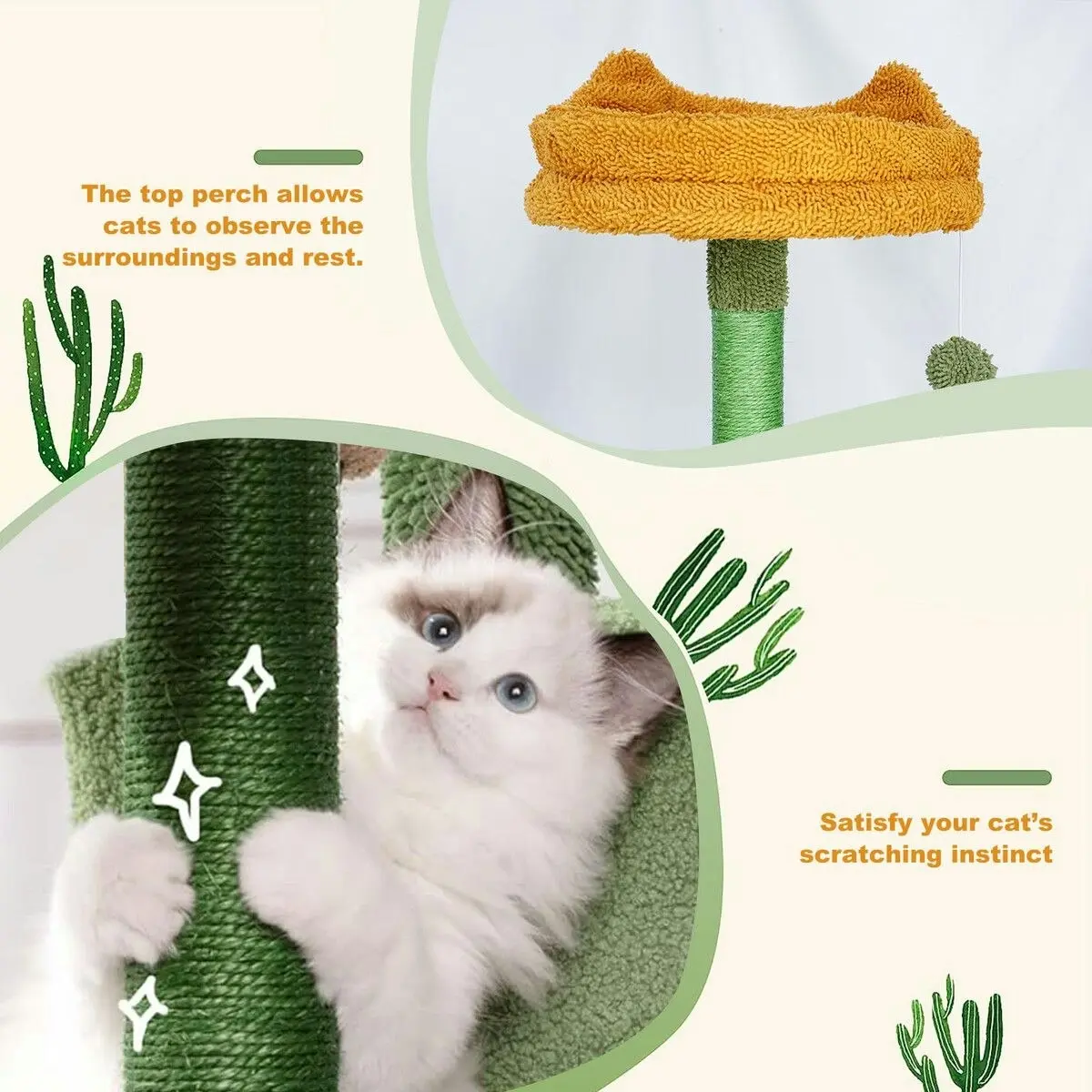 Pet Scene Cat Tree Tower Kitty Scratching Post Sisal Scratcher House Bed Stand Furniture Hammock Cave Condo Activity Centre 158.5 High