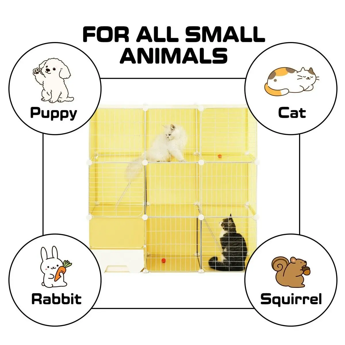 Pet Scene Cat Cage Large Transparent Enclosure Pet Crate Litter Box Rabbit Hutch  Kitty Kennel Bunny Ferret Home Playpen DIY Detachable