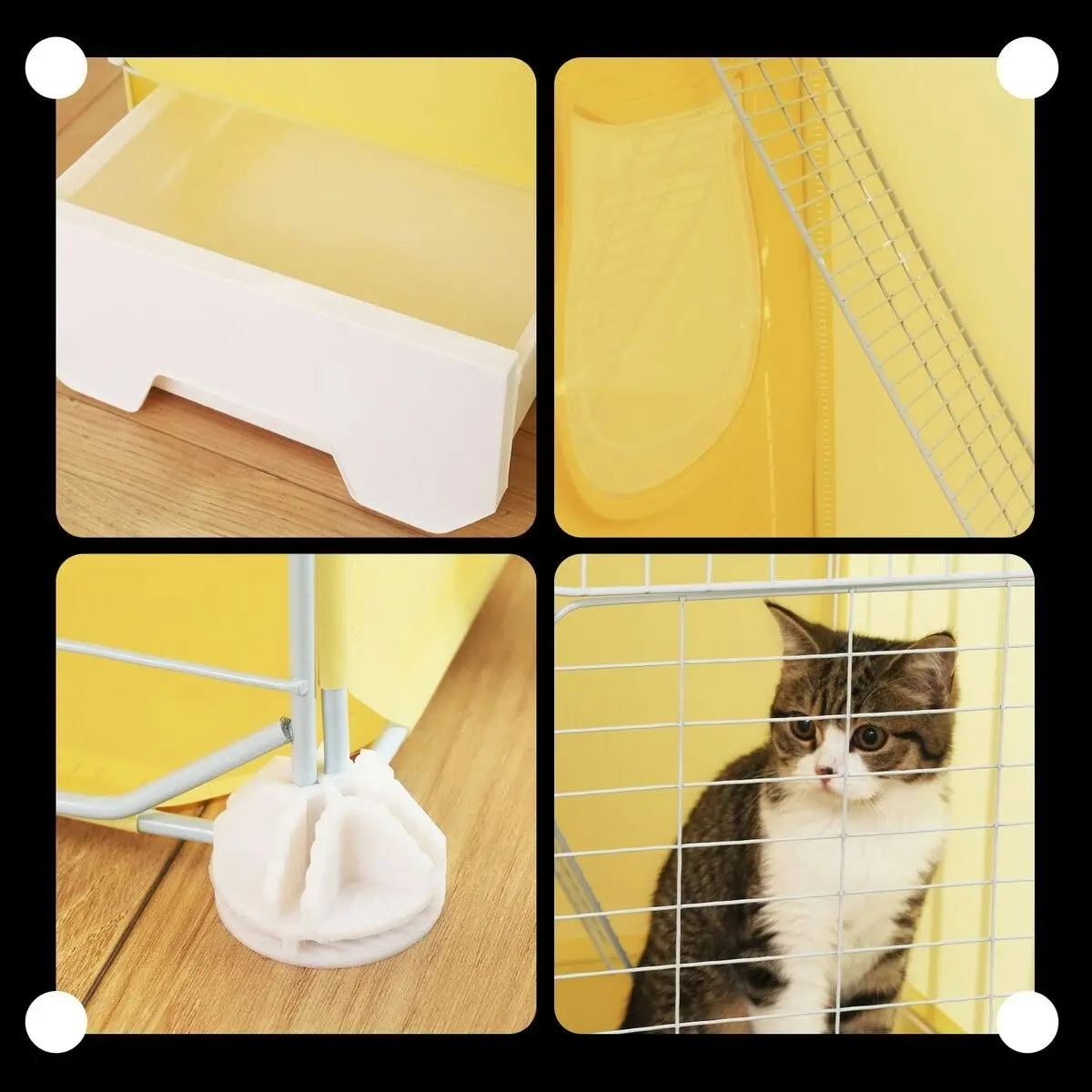 Pet Scene Cat Cage Large Transparent Enclosure Pet Crate Litter Box Rabbit Hutch  Kitty Kennel Bunny Ferret Home Playpen DIY Detachable