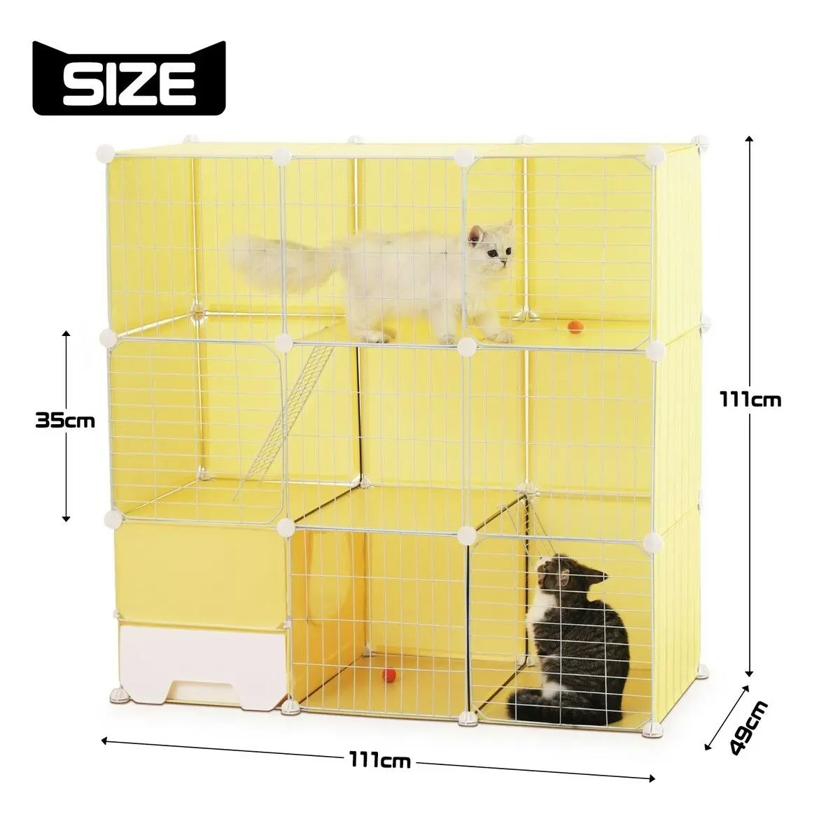 Pet Scene Cat Cage Large Transparent Enclosure Pet Crate Litter Box Rabbit Hutch  Kitty Kennel Bunny Ferret Home Playpen DIY Detachable