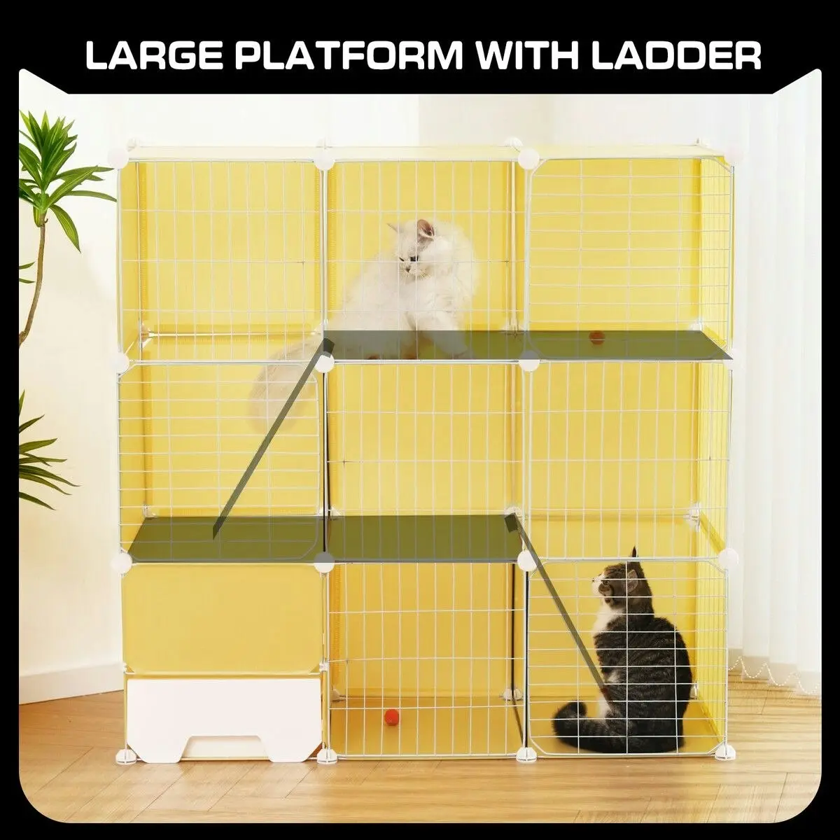 Pet Scene Cat Cage Large Transparent Enclosure Pet Crate Litter Box Rabbit Hutch  Kitty Kennel Bunny Ferret Home Playpen DIY Detachable