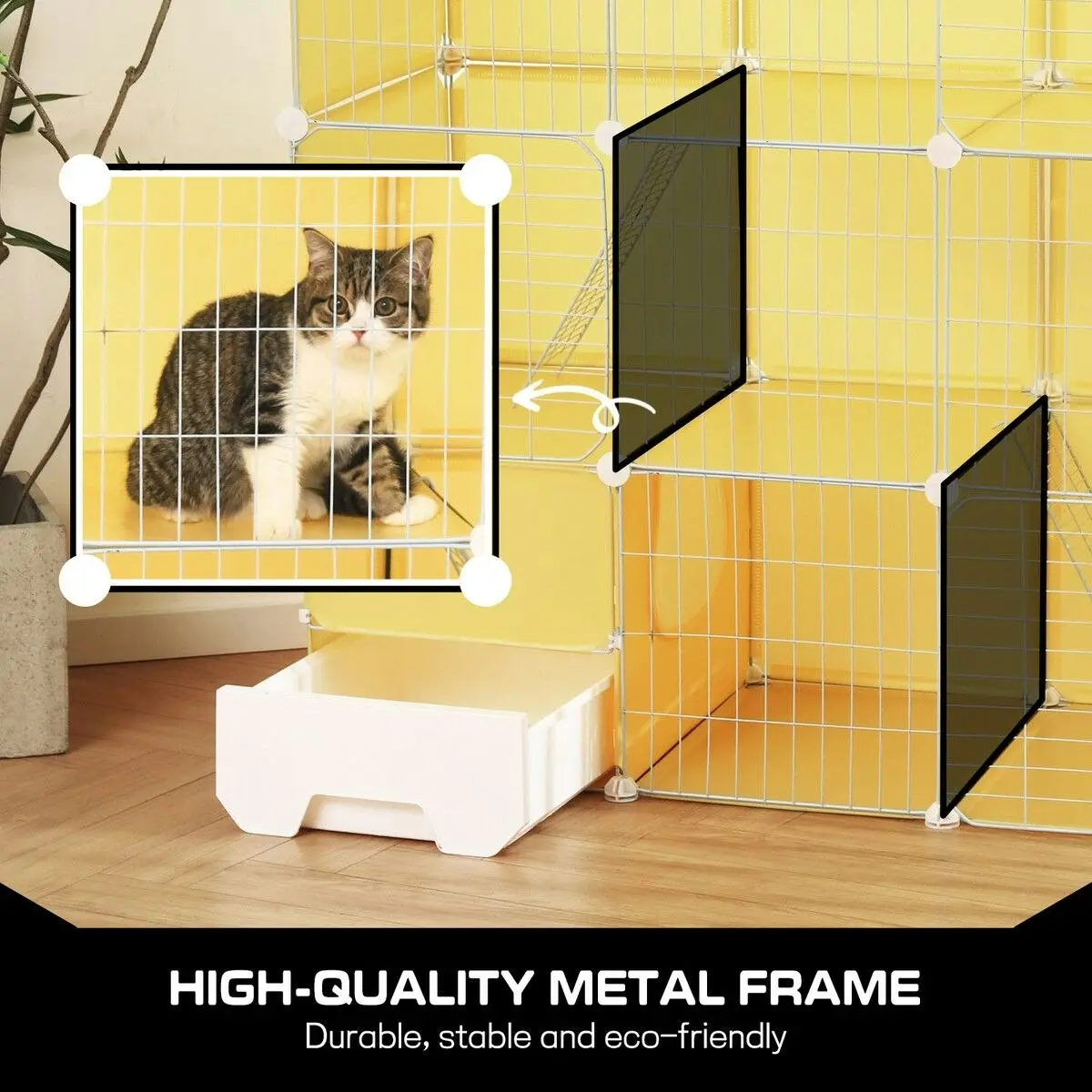 Pet Scene Cat Cage Large Transparent Enclosure Pet Crate Litter Box Rabbit Hutch  Kitty Kennel Bunny Ferret Home Playpen DIY Detachable