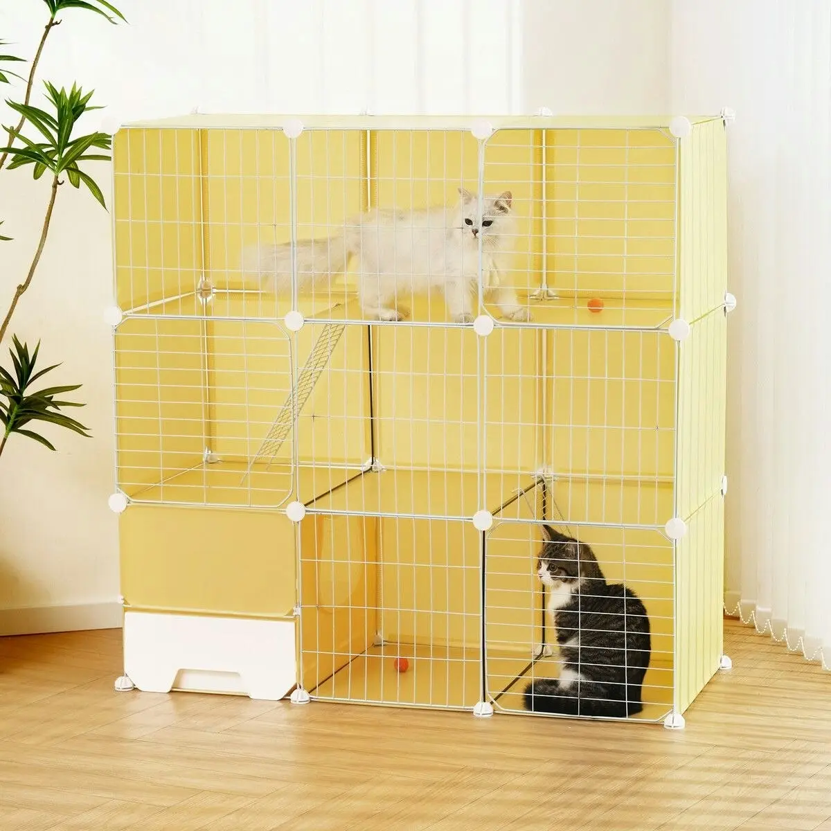 Pet Scene Cat Cage Large Transparent Enclosure Pet Crate Litter Box Rabbit Hutch  Kitty Kennel Bunny Ferret Home Playpen DIY Detachable