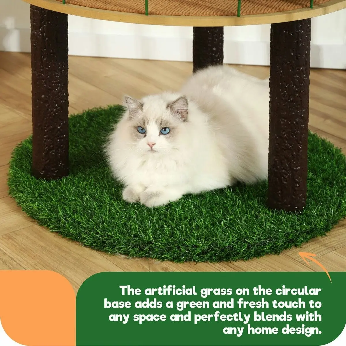 Pet Scene 150cm Cat Tree Tower Kitten Scratching Post Play House Stand Activity Centre Scratcher Furniture Climbing Frame Platform Artificial Grass Leaves