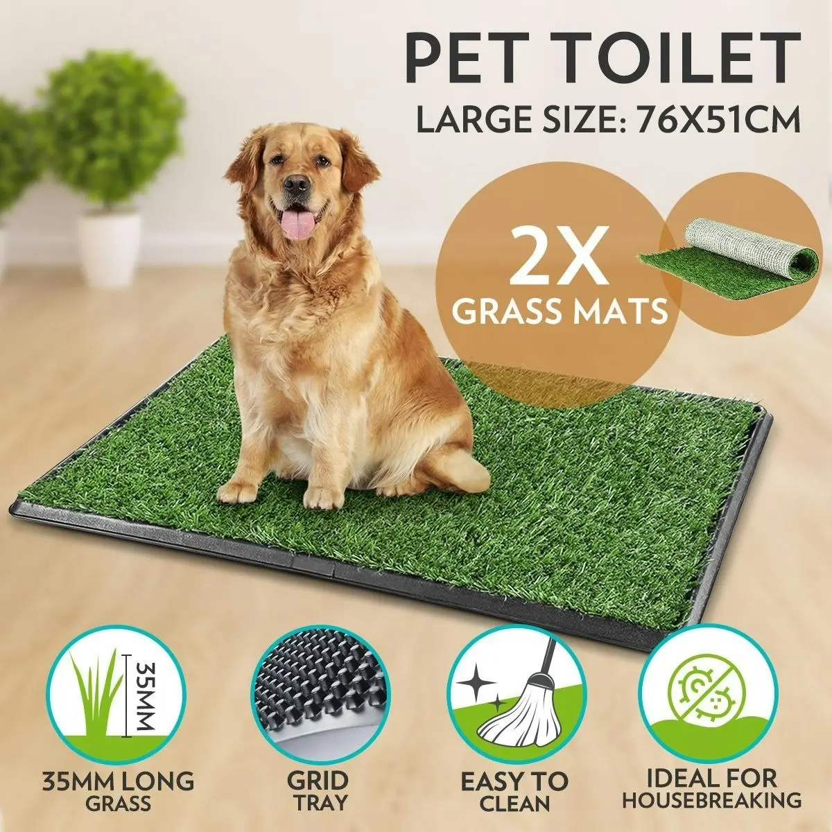 Ausway Pet Toilet Training Pad Artificial Grass Mat