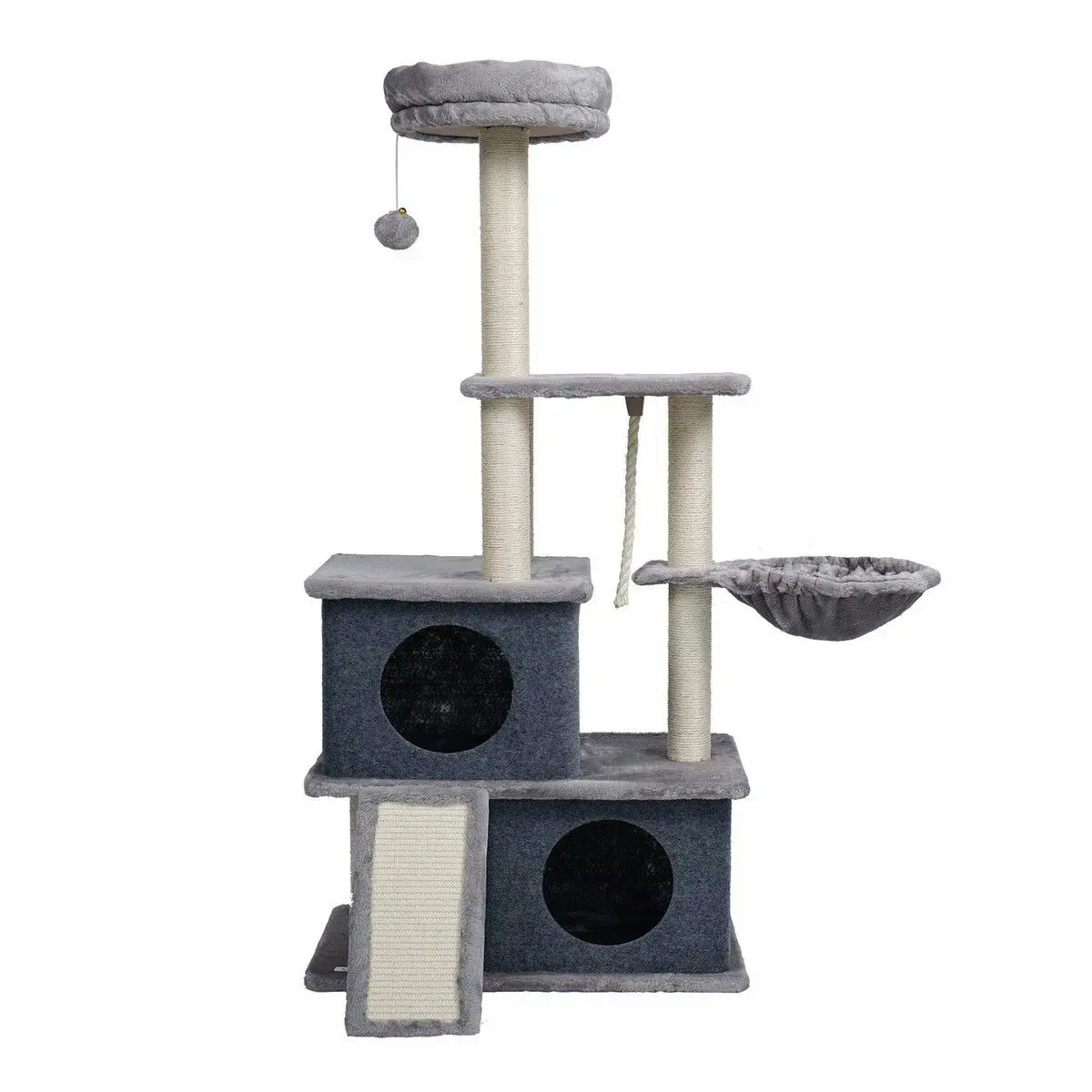 Pet Scene 127cm Cat Tree Tower Scratching Post Bed Sisal Scratcher Furniture House Cave Condos Climbing Stand Gym Hammock Ramp