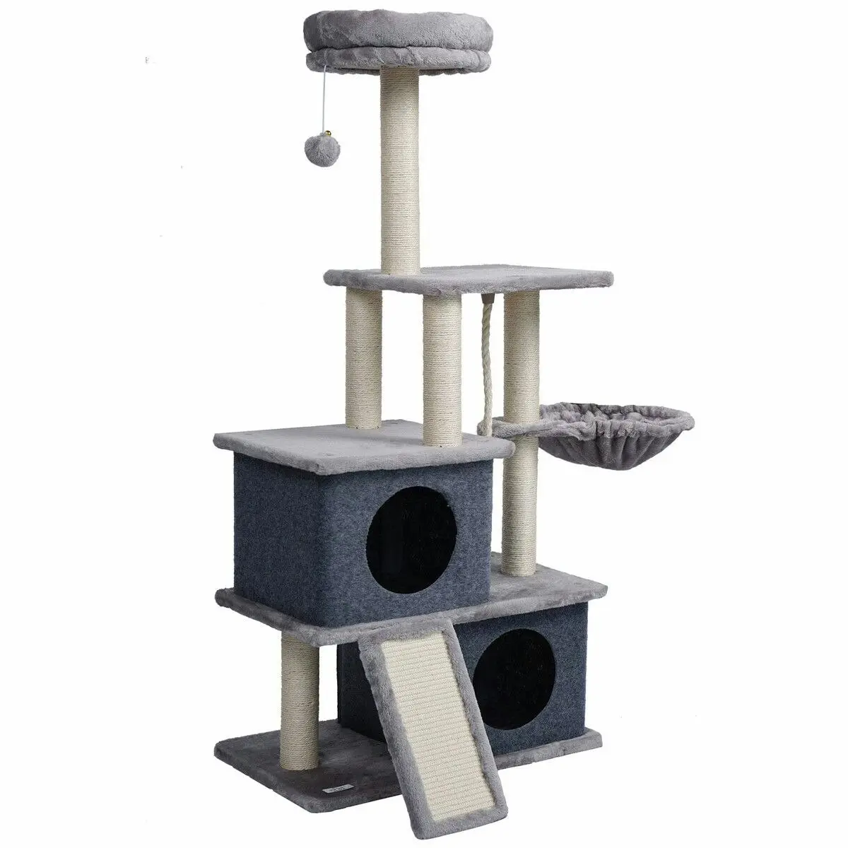 Pet Scene 127cm Cat Tree Tower Scratching Post Bed Sisal Scratcher Furniture House Cave Condos Climbing Stand Gym Hammock Ramp