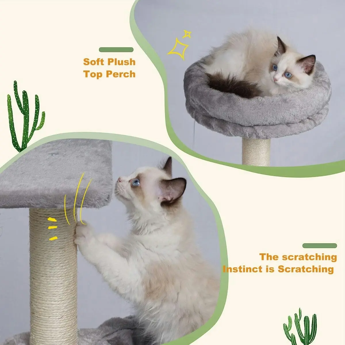 Pet Scene 127cm Cat Tree Tower Scratching Post Bed Sisal Scratcher Furniture House Cave Condos Climbing Stand Gym Hammock Ramp