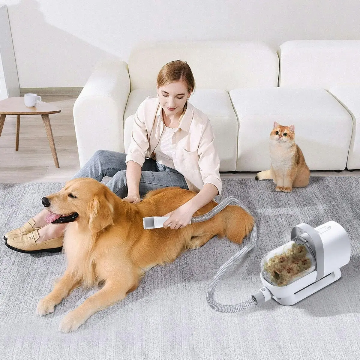 Pet Scene 7 in 1 Pet Grooming Kit Dog Clipper Vacuum Cleaner Slicker Trimmer Remover Deshedding Brush  Cat Hair Groomer