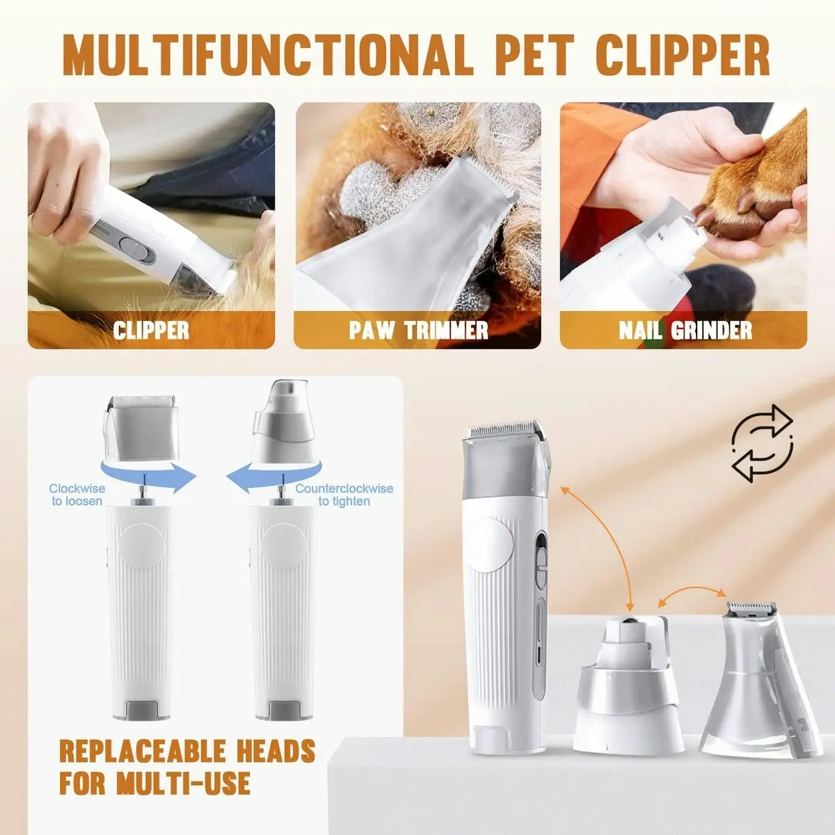 Pet Scene 7 in 1 Pet Grooming Kit Dog Clipper Vacuum Cleaner Slicker Trimmer Remover Deshedding Brush  Cat Hair Groomer