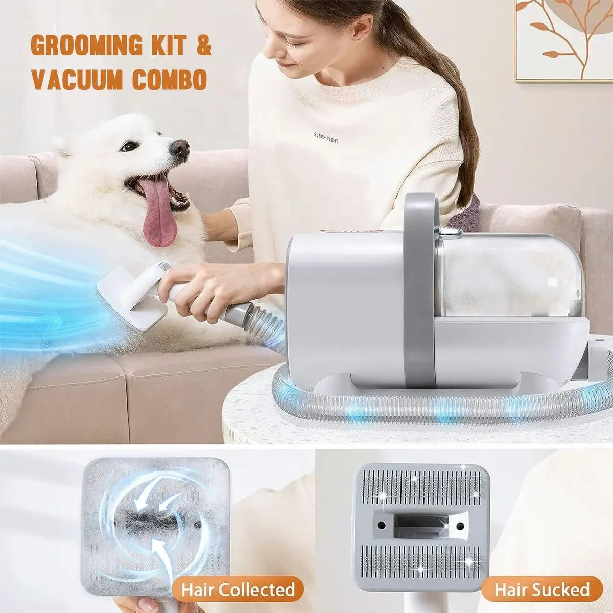 Pet Scene 7 in 1 Pet Grooming Kit Dog Clipper Vacuum Cleaner Slicker Trimmer Remover Deshedding Brush  Cat Hair Groomer