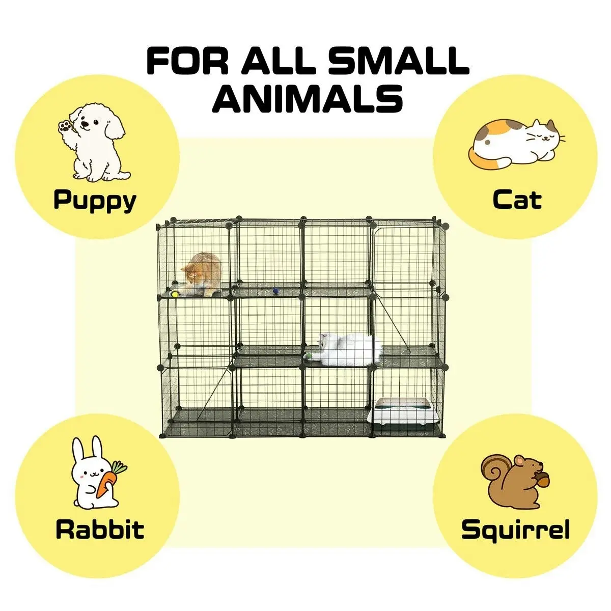 Pet Scene Cat Cage DIY Enclosure Pet Crate Rabbit Hutch  Kitty Kennel Bunny Ferret Home Playpen Detachable Metal Wire