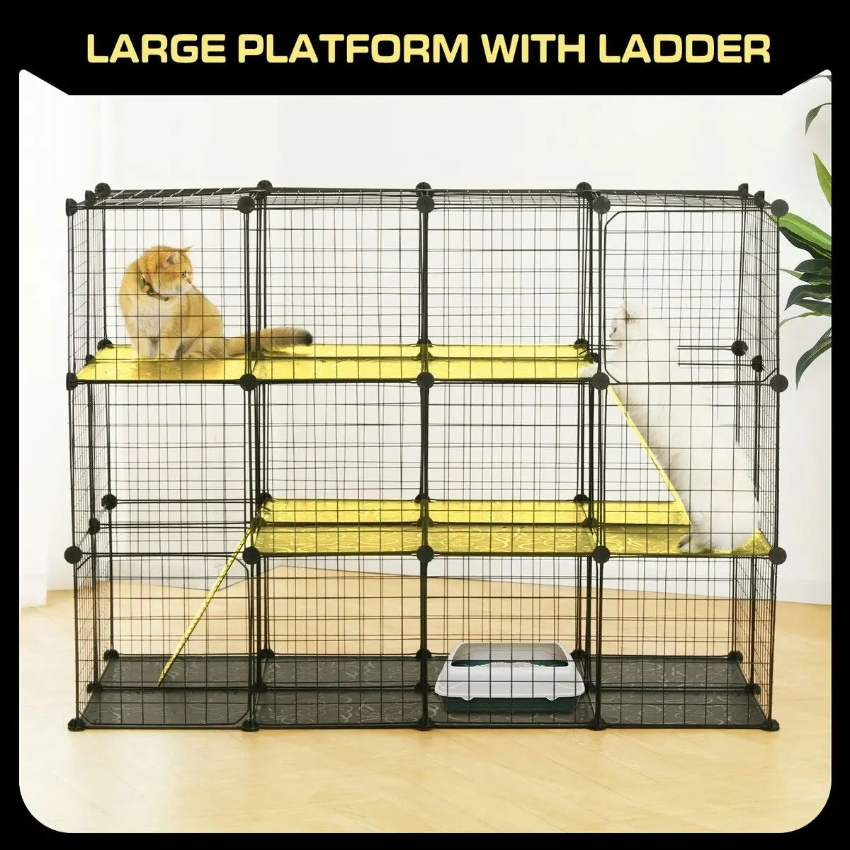 Pet Scene Cat Cage DIY Enclosure Pet Crate Rabbit Hutch  Kitty Kennel Bunny Ferret Home Playpen Detachable Metal Wire