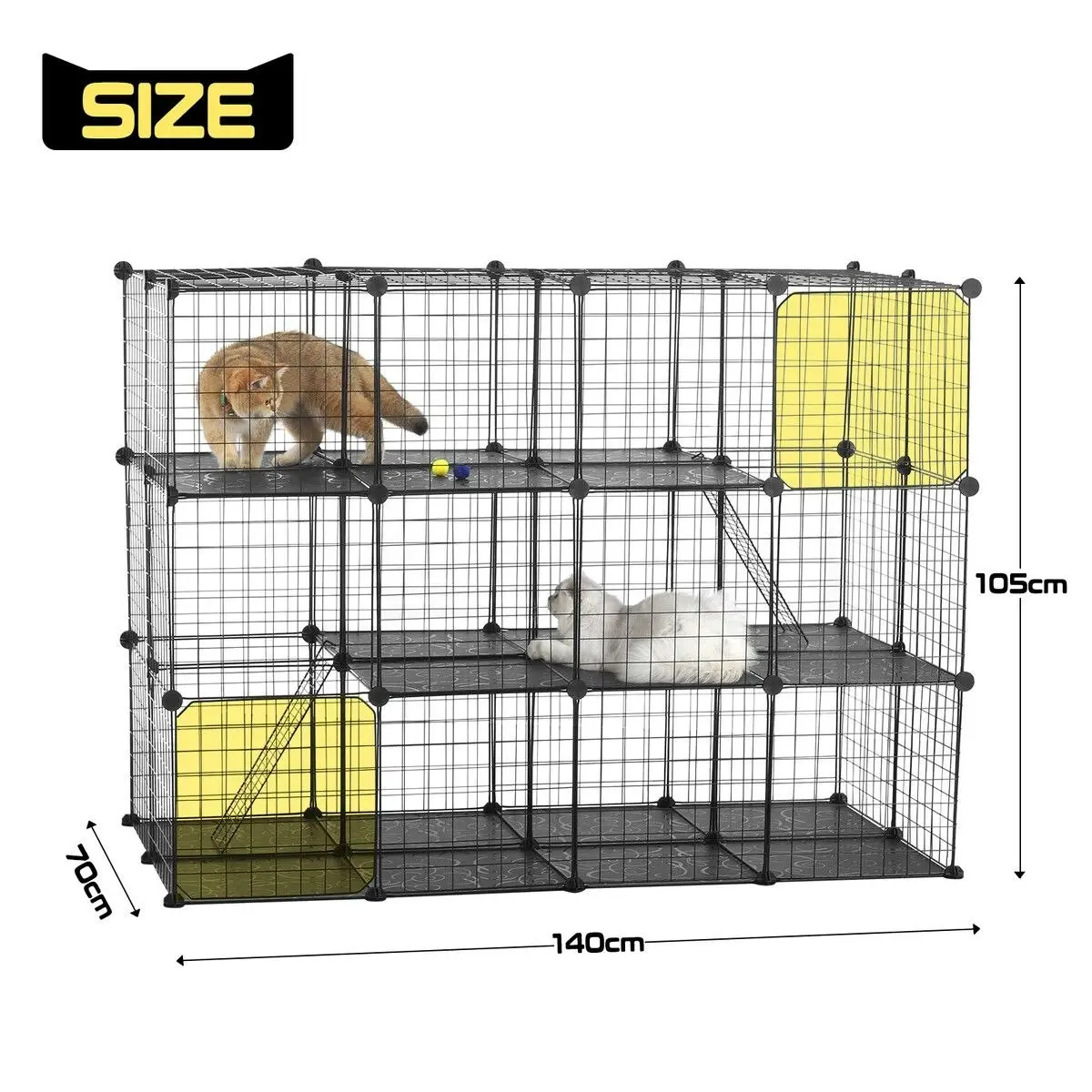 Pet Scene Cat Cage DIY Enclosure Pet Crate Rabbit Hutch  Kitty Kennel Bunny Ferret Home Playpen Detachable Metal Wire