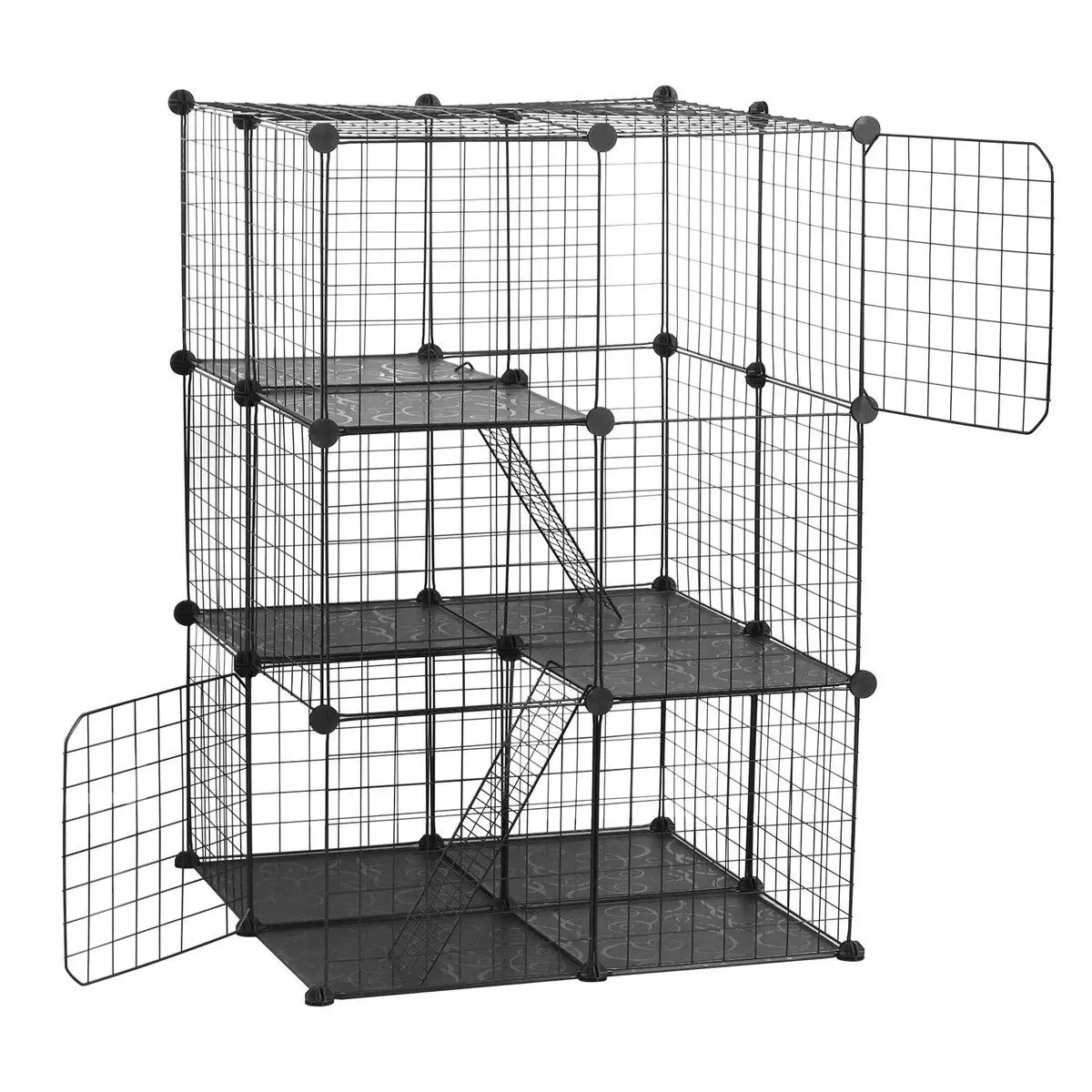 Pet Scene Cat Cage DIY Enclosure Pet Crate Rabbit Hutch  Kitty Kennel Bunny Ferret Home Playpen Detachable Metal Wire