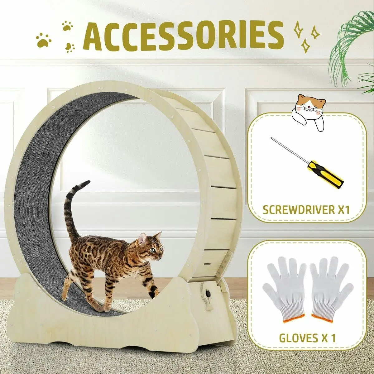 Pet Scene Wood Cat Wheel Exercise Treadmill Dog Running Exerciser Gym Puppy Walking Indoor Kitty Spinning Workout Training Equipment