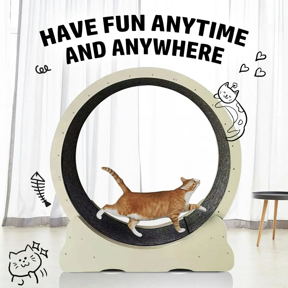 Pet Scene Wood Cat Wheel Exercise Treadmill Dog Running Exerciser Gym Puppy Walking Indoor Kitty Spinning Workout Training Equipment